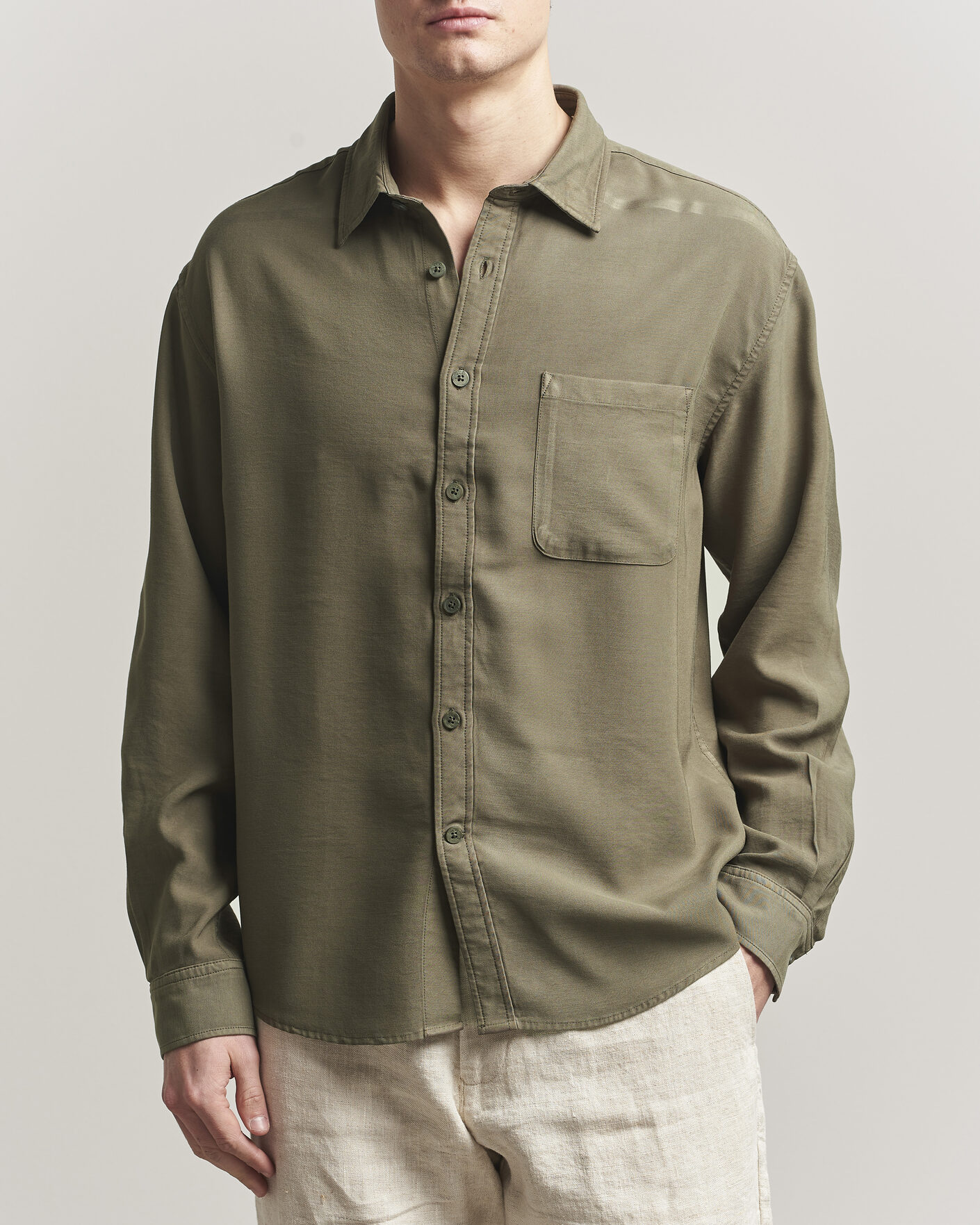 Mies | Kauluspaidat | NN07 | Deon Tencel Shirt Capers Green