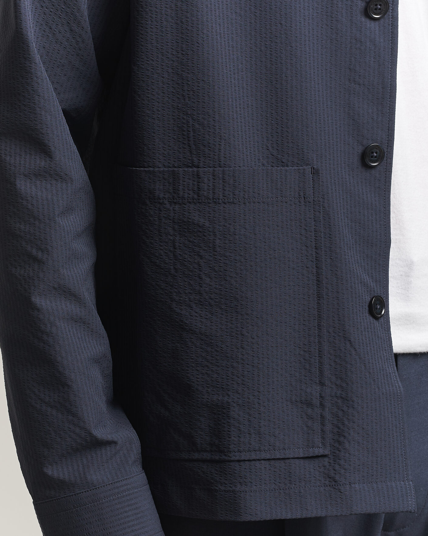 Mies | Kauluspaidat | NN07 | Blaze Seersucker Overshirt Navy Blue