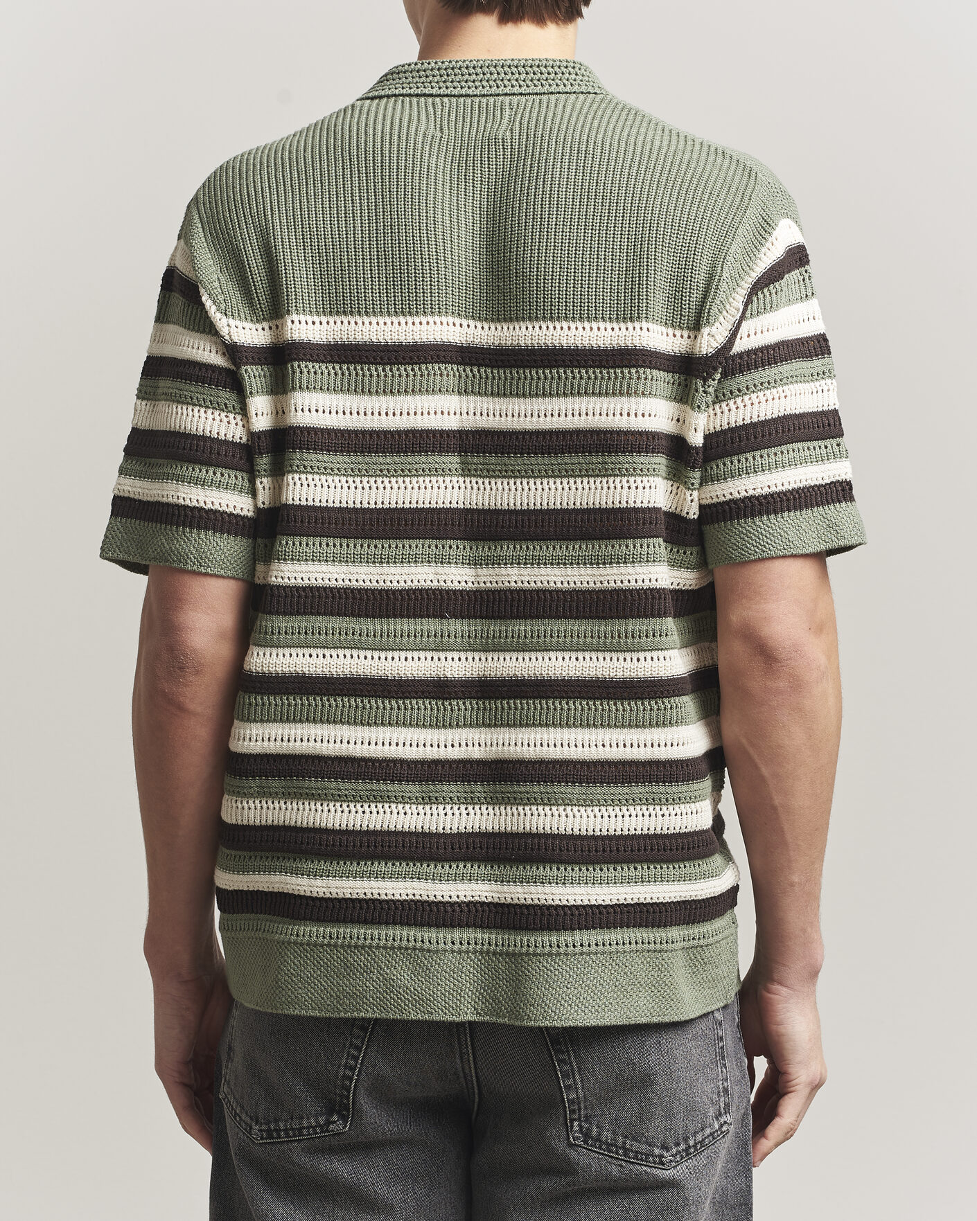 Mies | Kauluspaidat | NN07 | Lars Knitted Short Sleeve Shirt Sea Spray Green