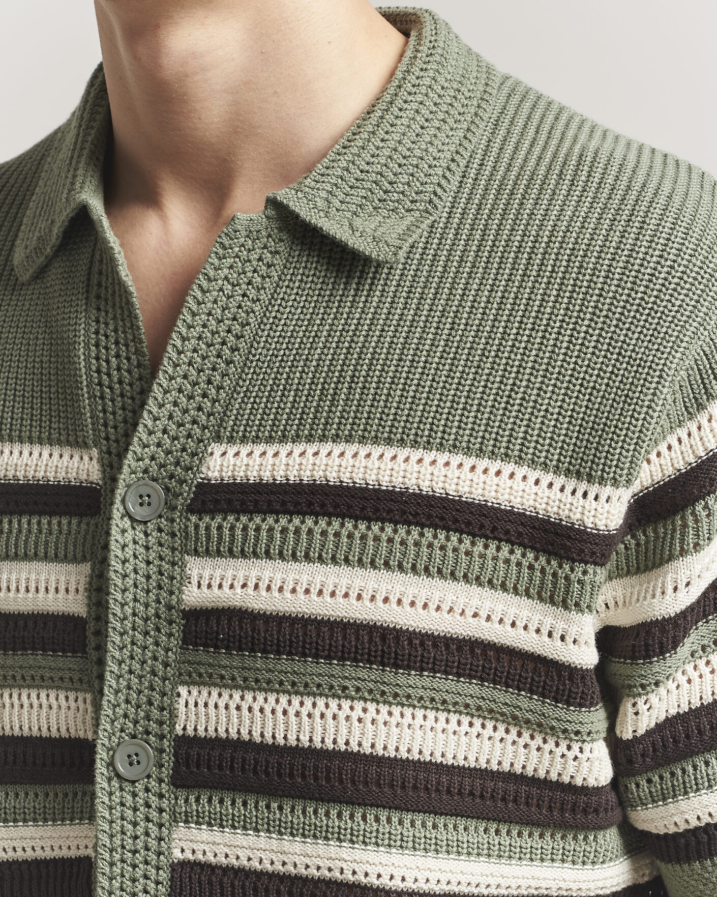 Mies | Kauluspaidat | NN07 | Lars Knitted Short Sleeve Shirt Sea Spray Green