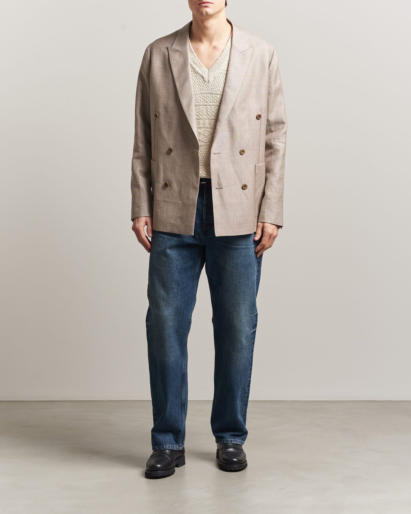 Mies | Pikkutakit | NN07 | Jordin Linen/Wool Double Breasted Blazer Khaki Melange