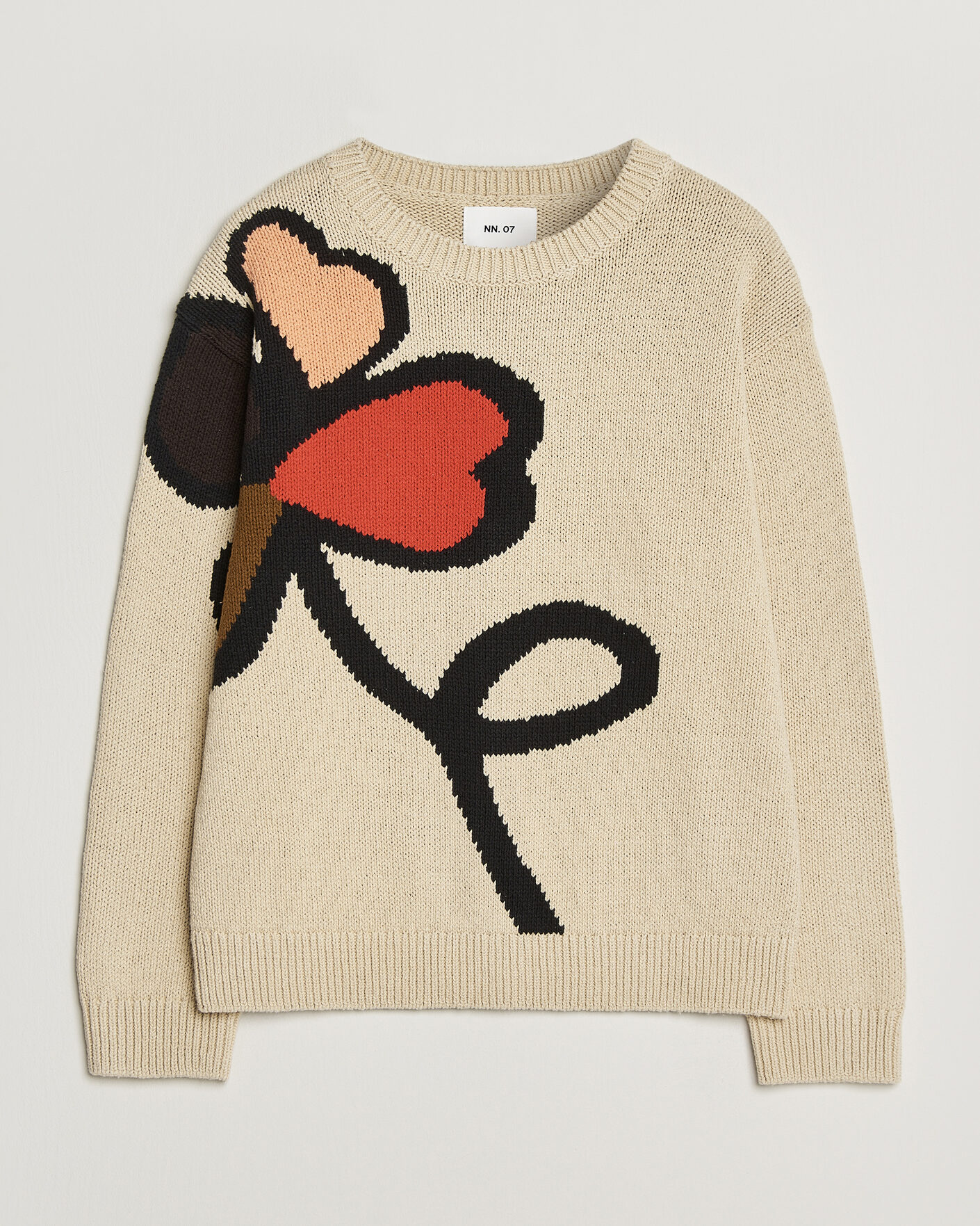 Mies | Puserot | NN07 | Todd Printed Flower Sweater Ecru Multi