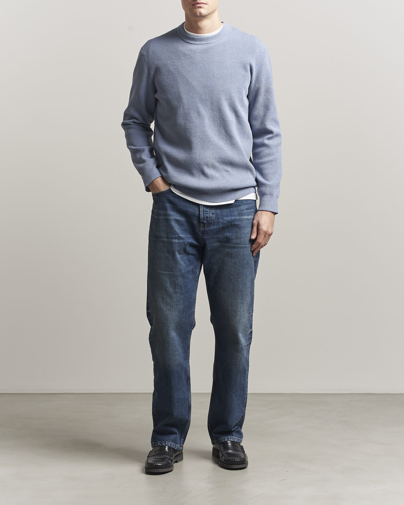 Mies | Puserot | NN07 | Danny Knitted Sweater Stone Blue