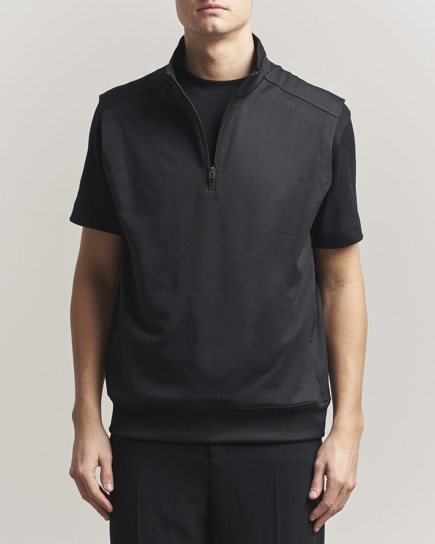 Mies | Golfvaatteet | RLX Ralph Lauren | Half-Zip Luxury Jersey Vest Polo Black