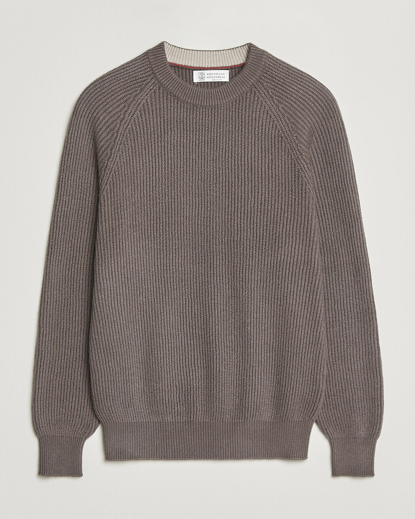 Mies | Puserot | Brunello Cucinelli | Heavy Cotton Rib Sweater Light Brown