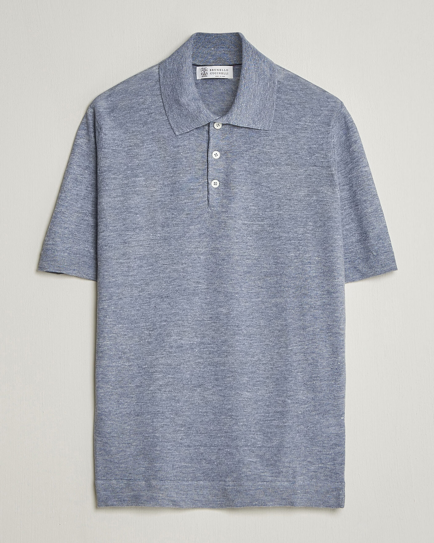 Mies | Pikeet | Brunello Cucinelli | Linen Knitted Polo Light Blue