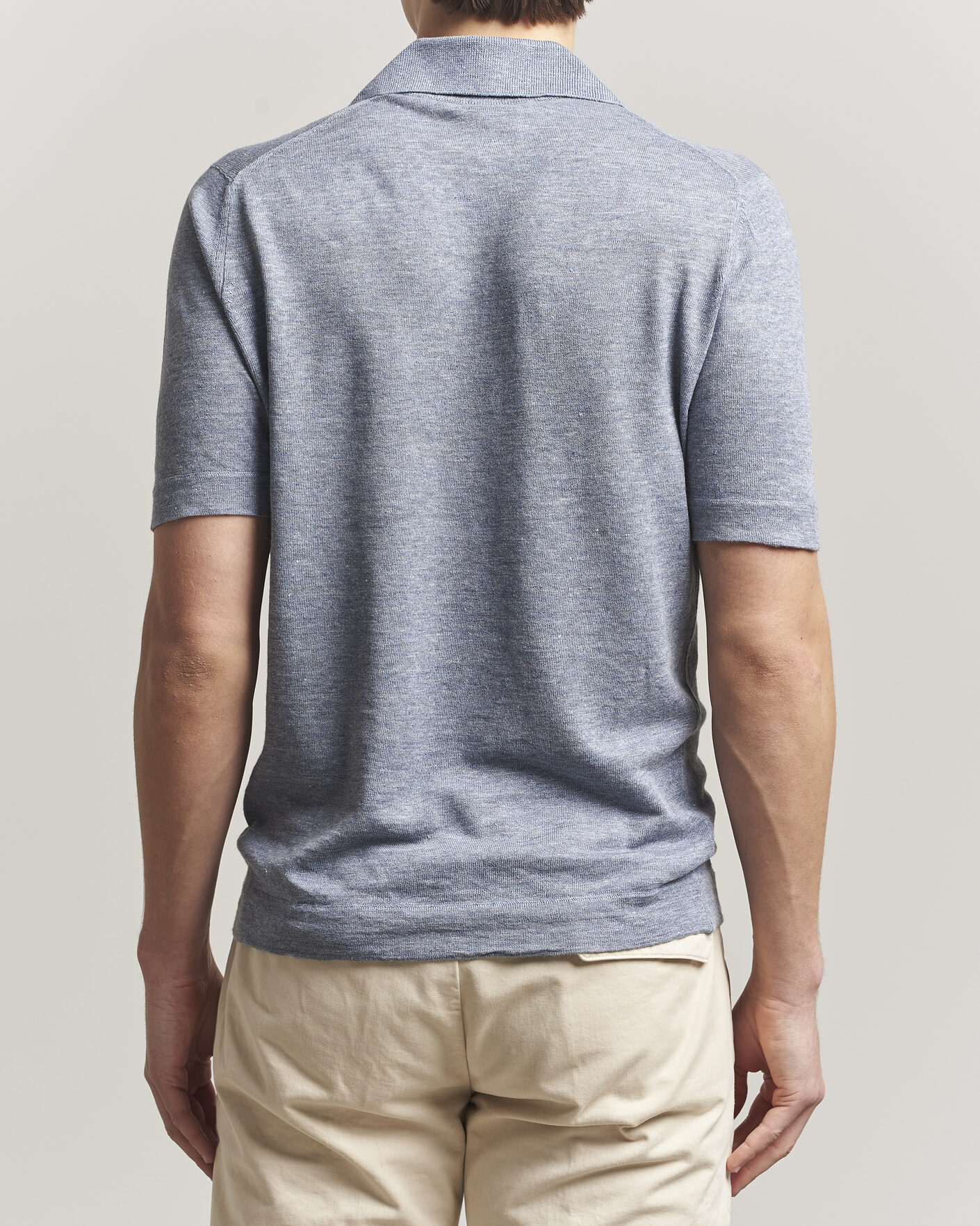 Mies | Pikeet | Brunello Cucinelli | Linen Knitted Polo Light Blue