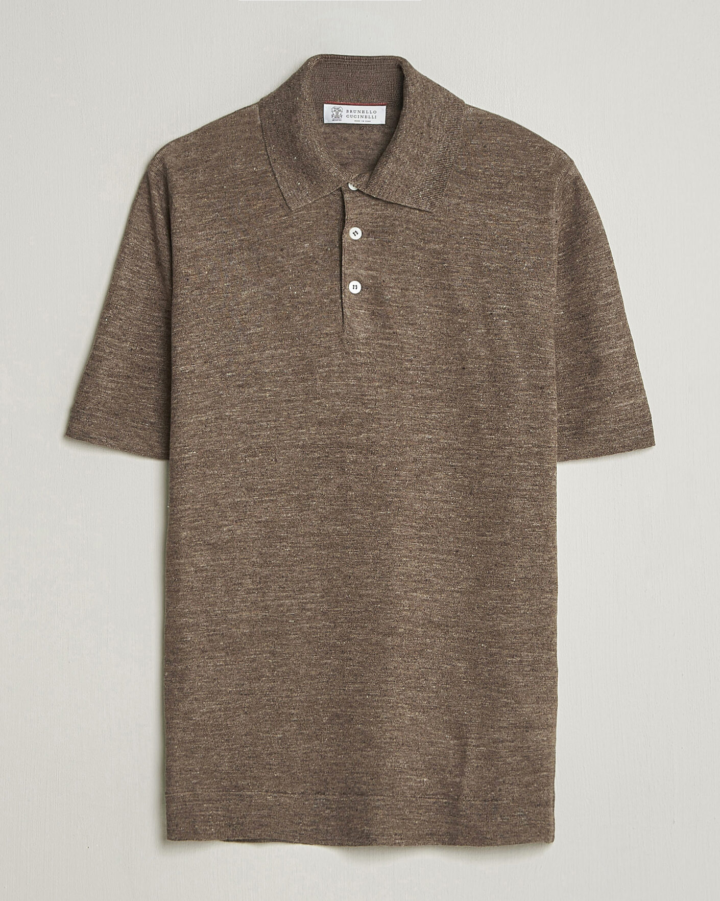 Mies | Pikeet | Brunello Cucinelli | Linen Knitted Polo Brown
