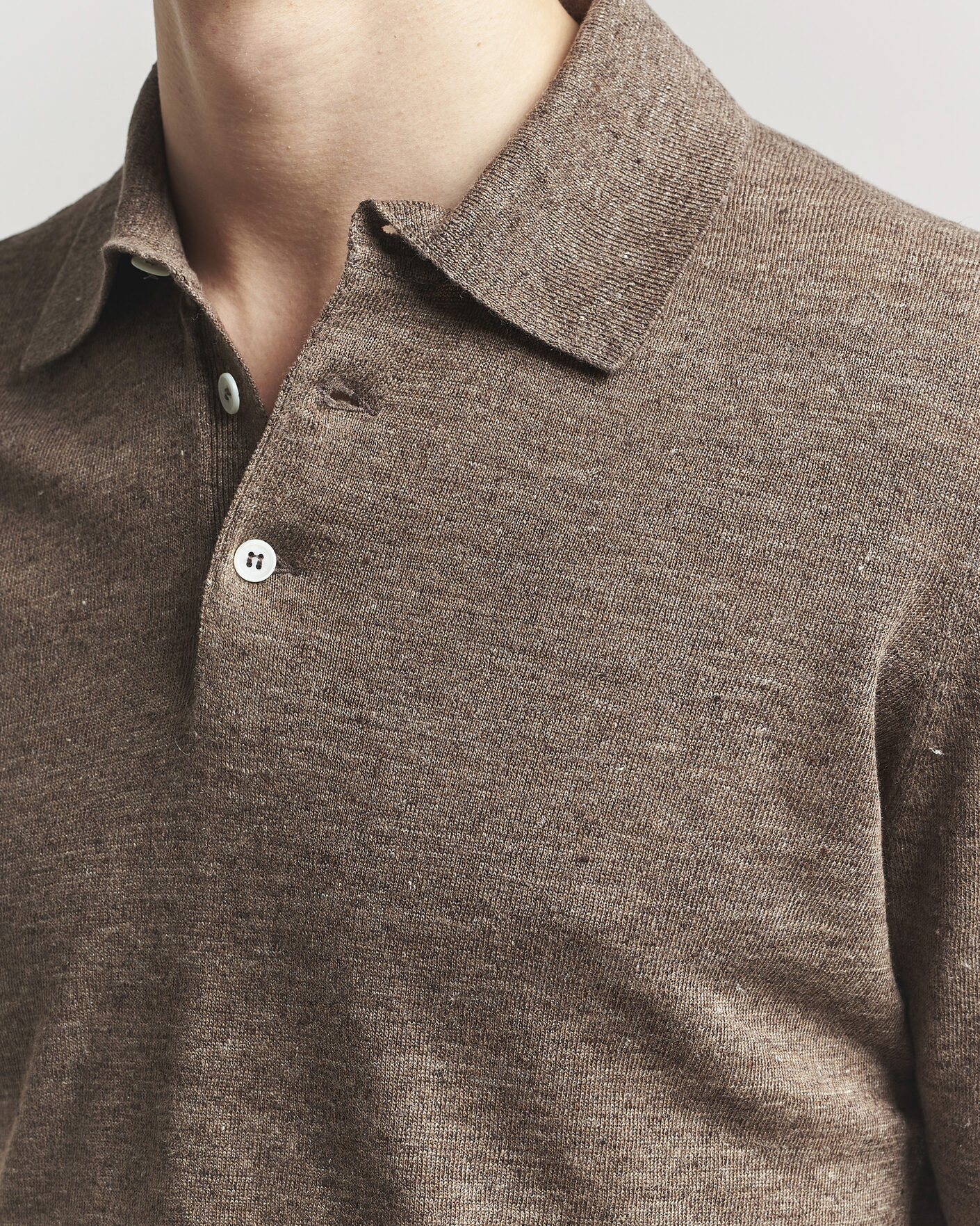 Mies | Pikeet | Brunello Cucinelli | Linen Knitted Polo Brown