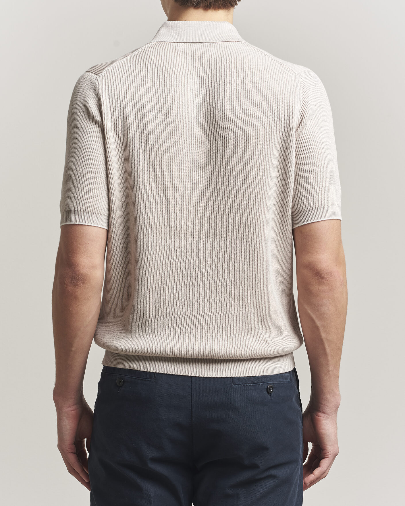 Mies | Pikeet | Brunello Cucinelli | Cotton Rib Knitted Polo Light Beige