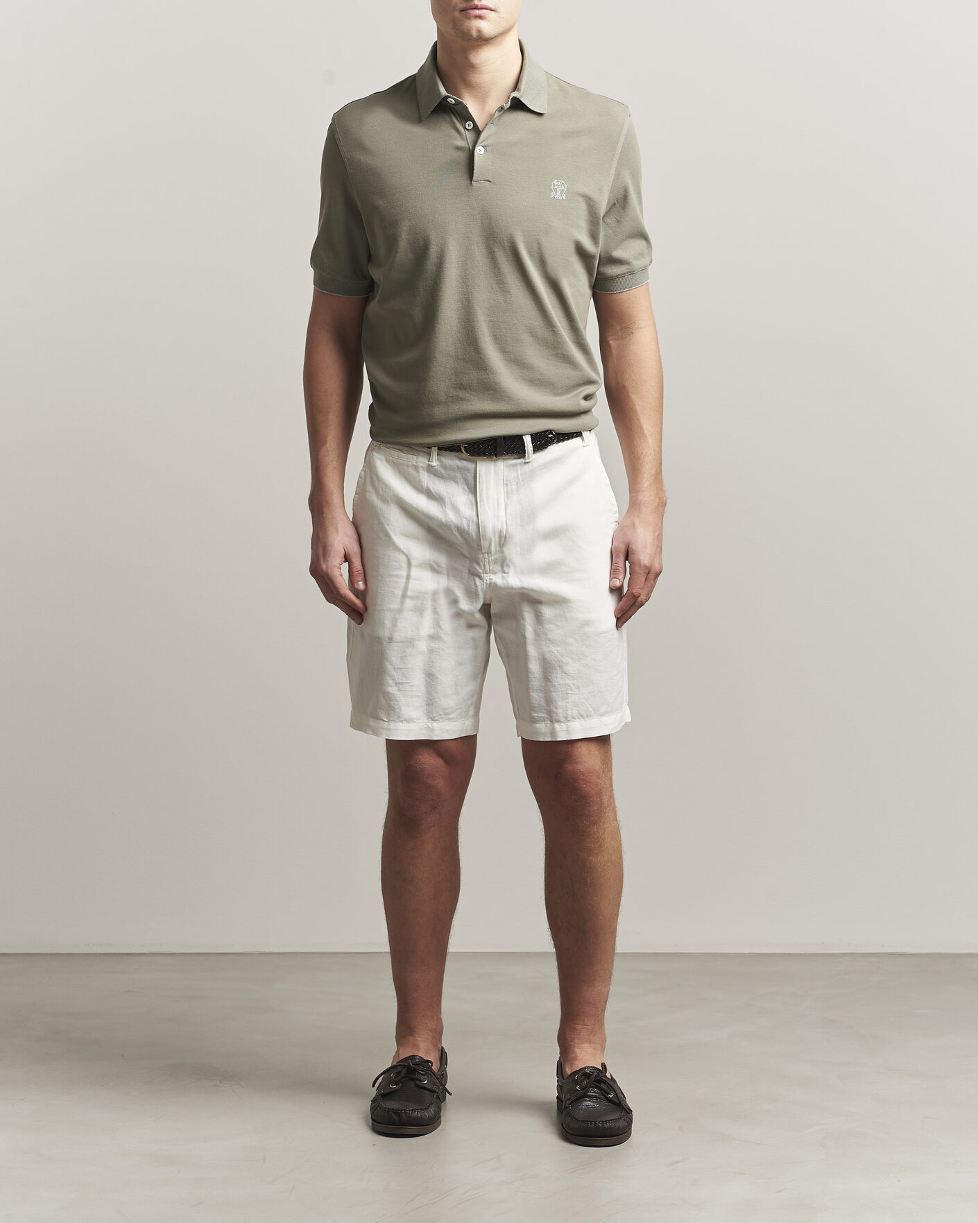 Mies | Pikeet | Brunello Cucinelli | Short Sleeve Logo Polo Olive