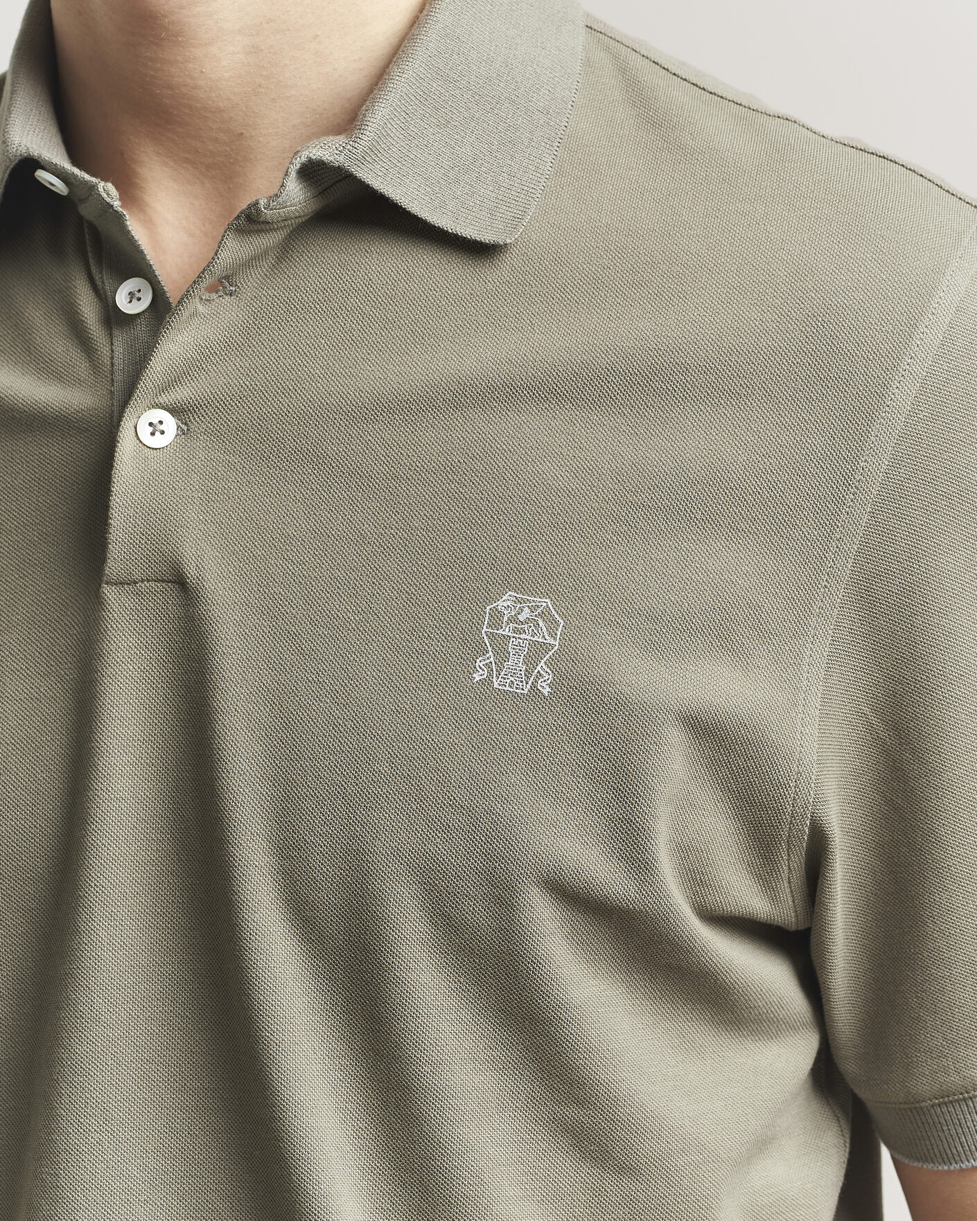 Mies | Pikeet | Brunello Cucinelli | Short Sleeve Logo Polo Olive