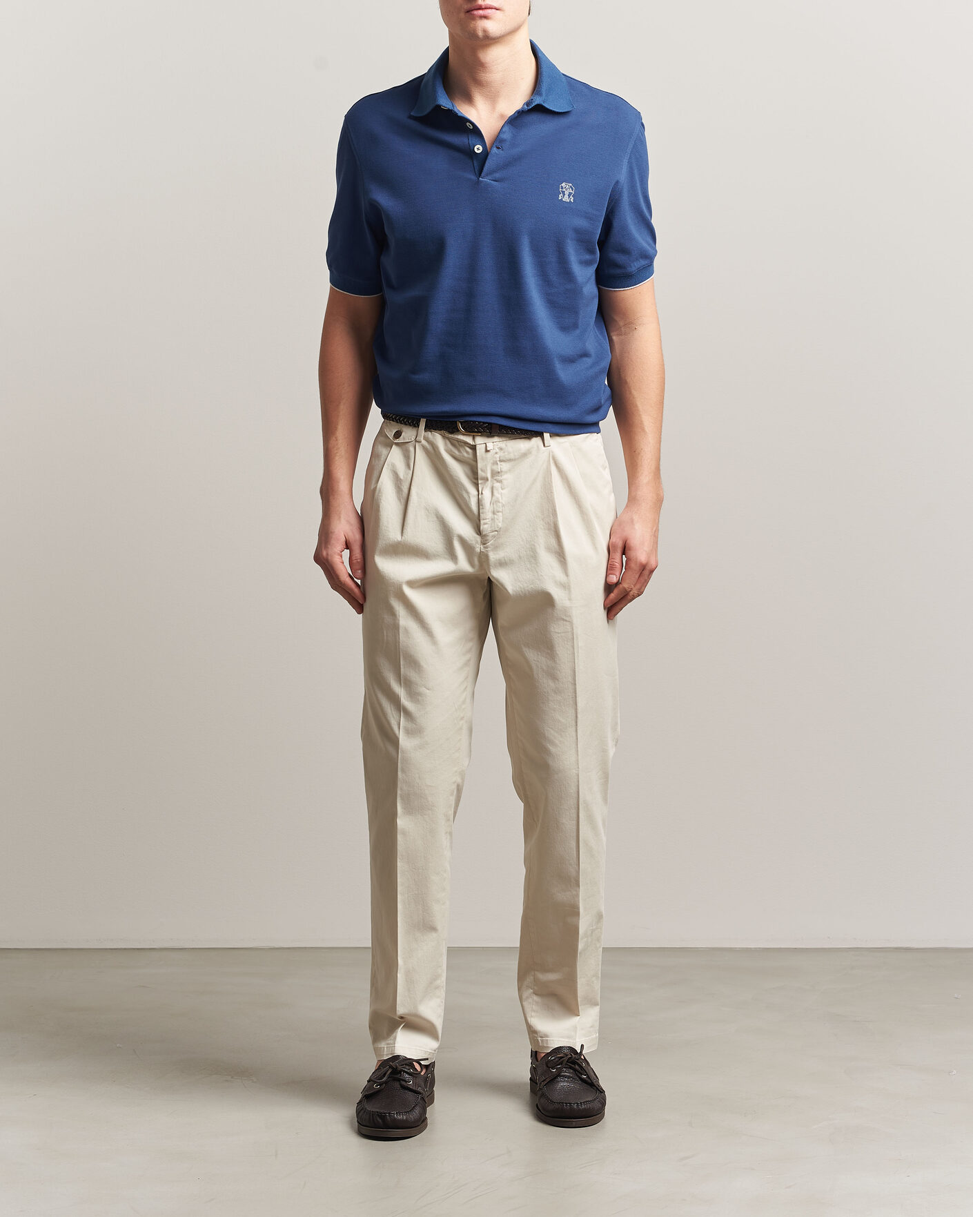 Mies | Pikeet | Brunello Cucinelli | Short Sleeve Logo Polo Blue