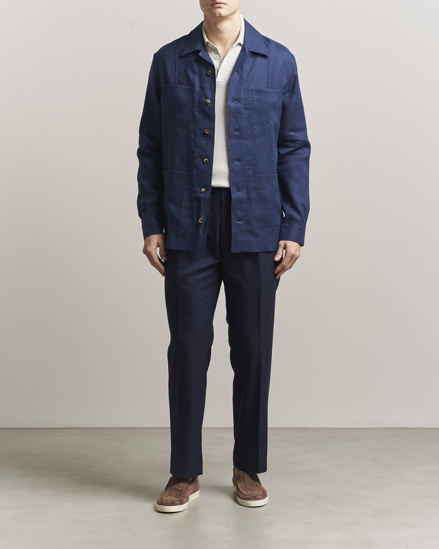 Mies | Kauluspaidat | Brunello Cucinelli | Linen Shirt Jacket Navy