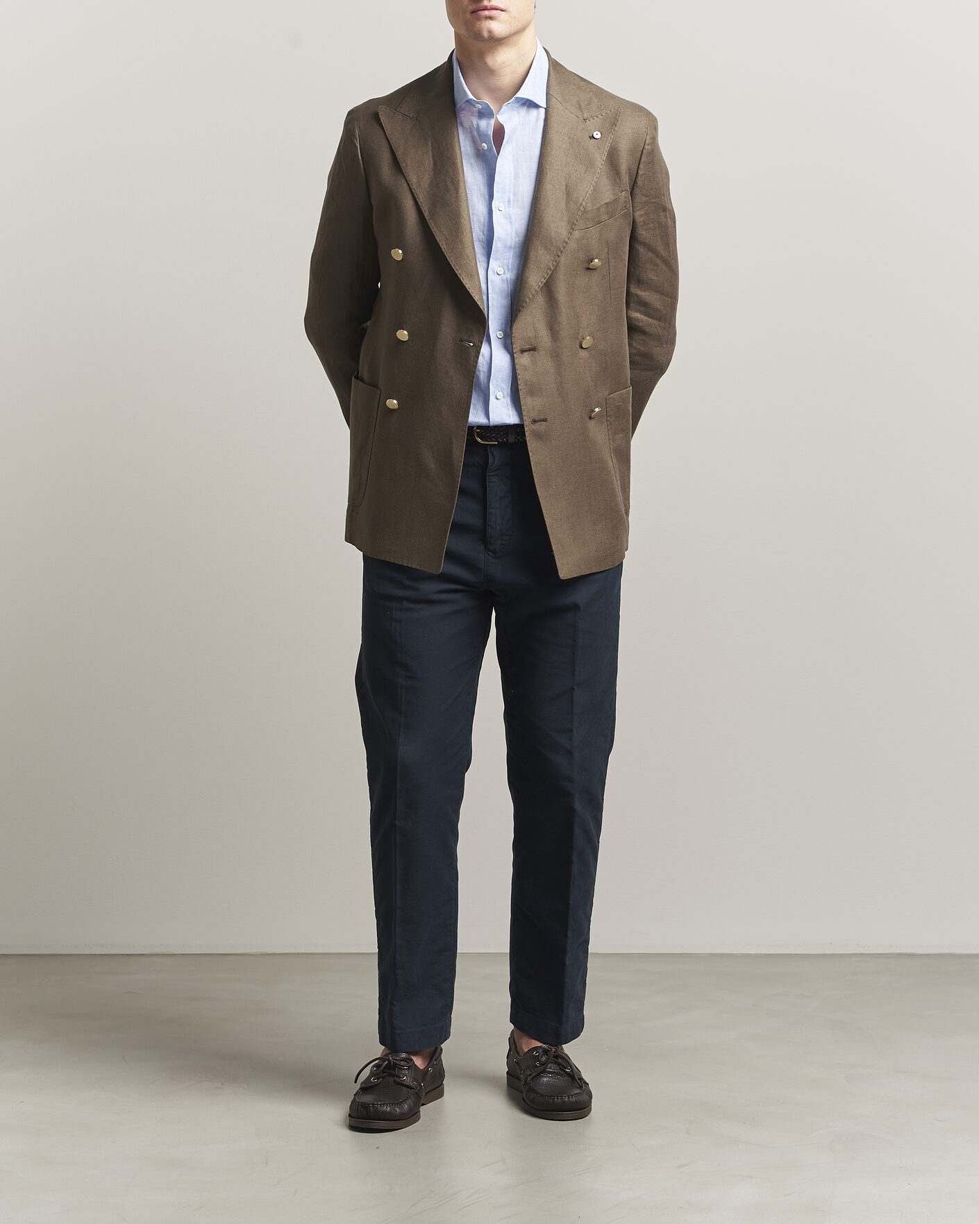 Mies | Kauluspaidat | Brunello Cucinelli | Easy Fit Linen Shirt Light Blue