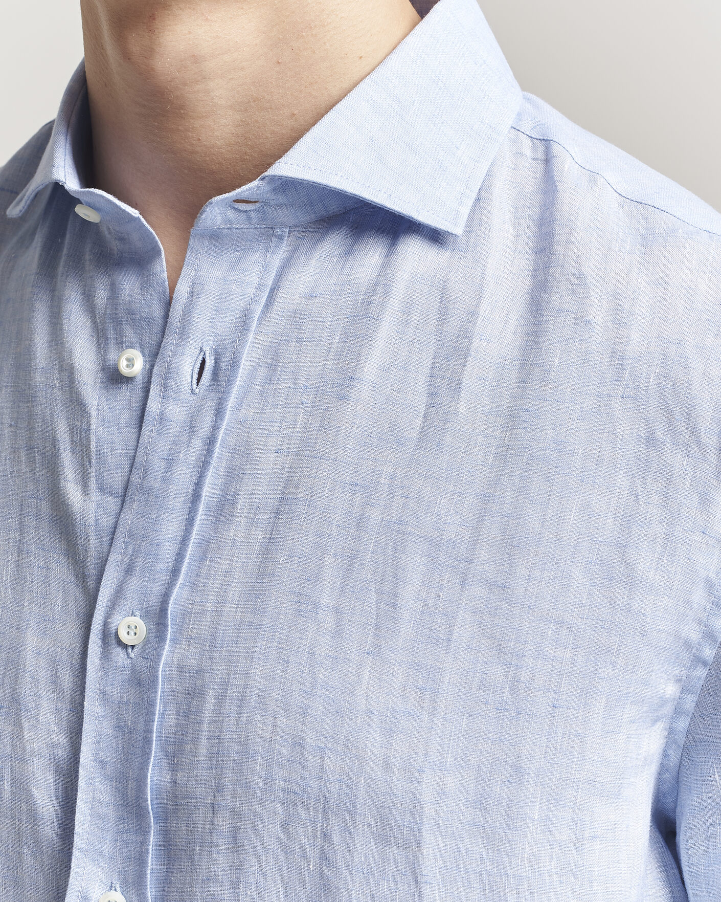 Mies | Kauluspaidat | Brunello Cucinelli | Easy Fit Linen Shirt Light Blue