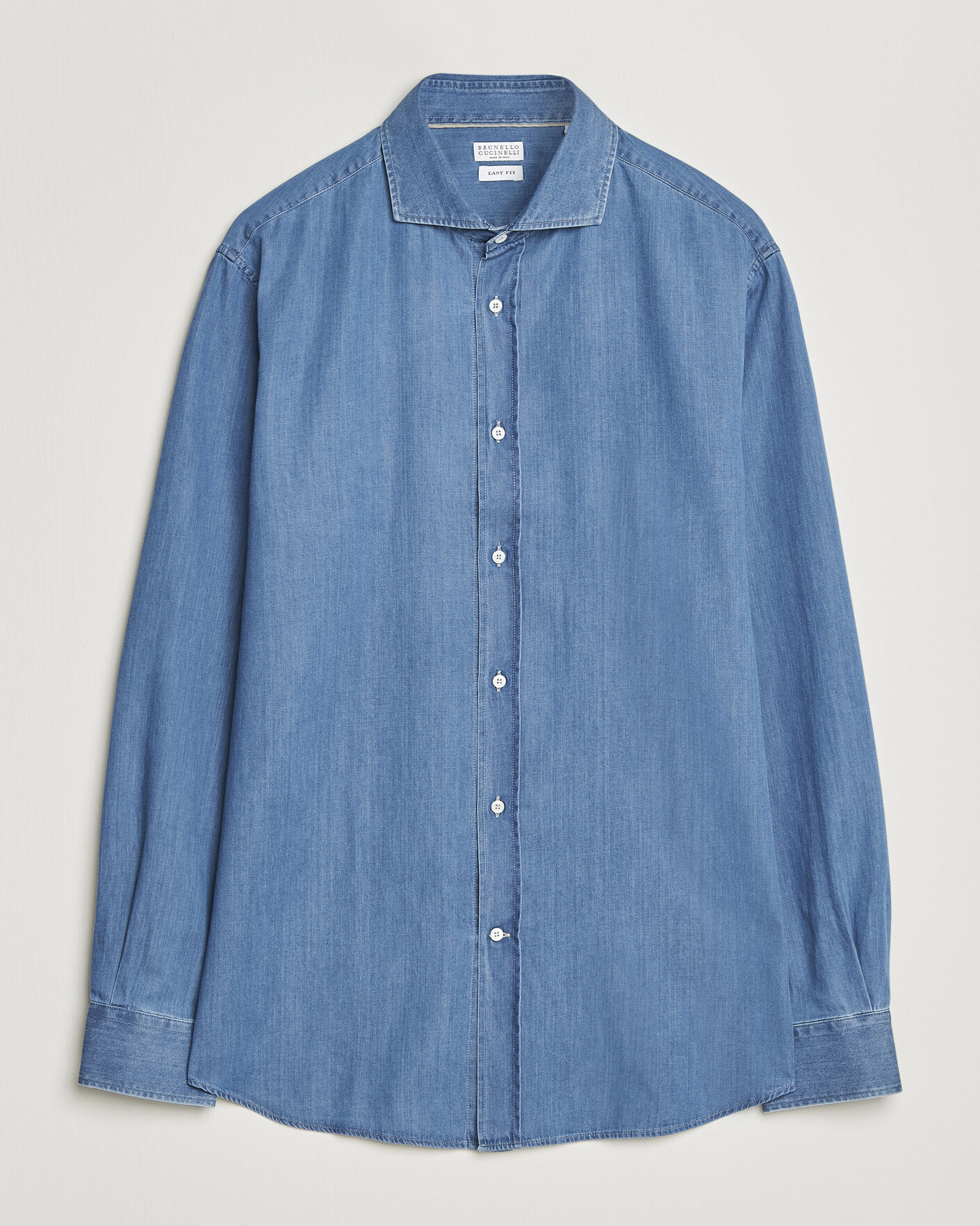 Mies | Kauluspaidat | Brunello Cucinelli | Easy Fit Denim Shirt Medium Blue Wash