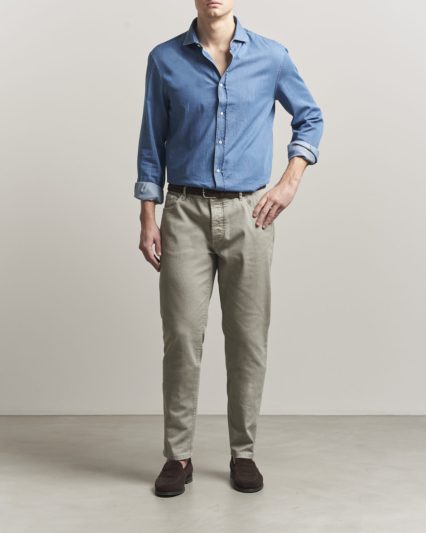 Mies | Kauluspaidat | Brunello Cucinelli | Easy Fit Denim Shirt Medium Blue Wash