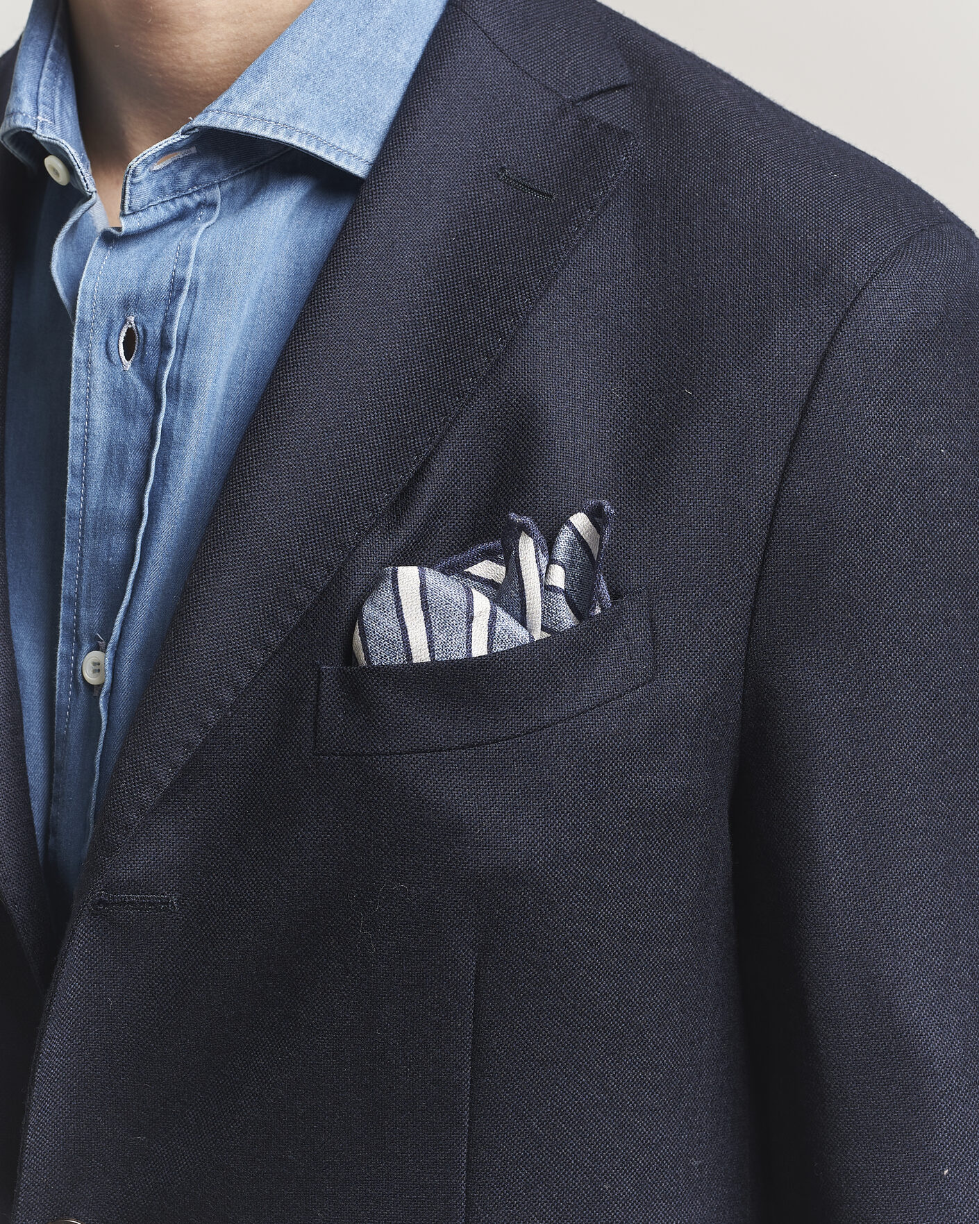 Mies | Taskuliinat | Brunello Cucinelli | Striped Pocket Square Blue