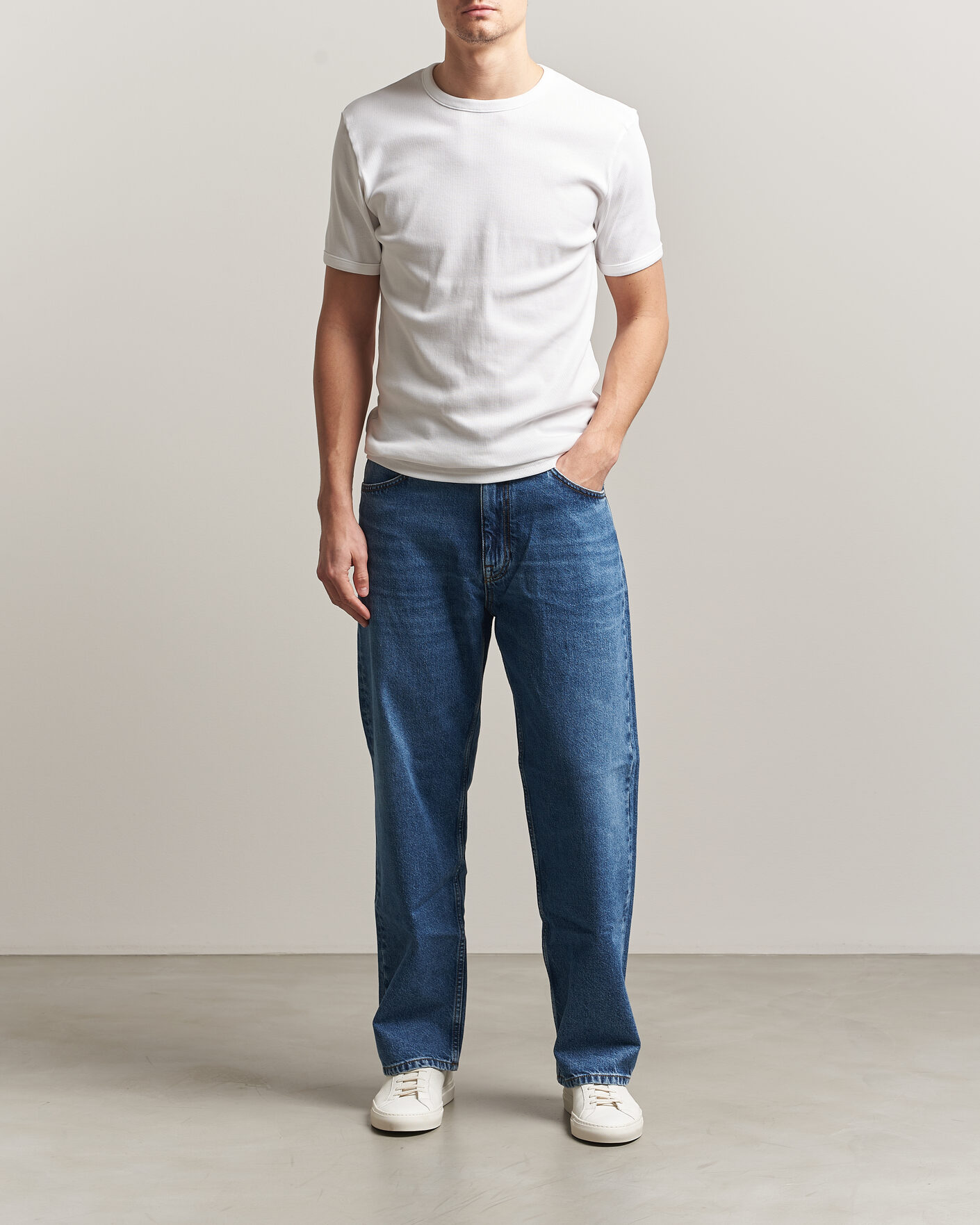 Mies | T-paidat | Bread & Boxers | Ribbed Crew Neck T-Shirt White