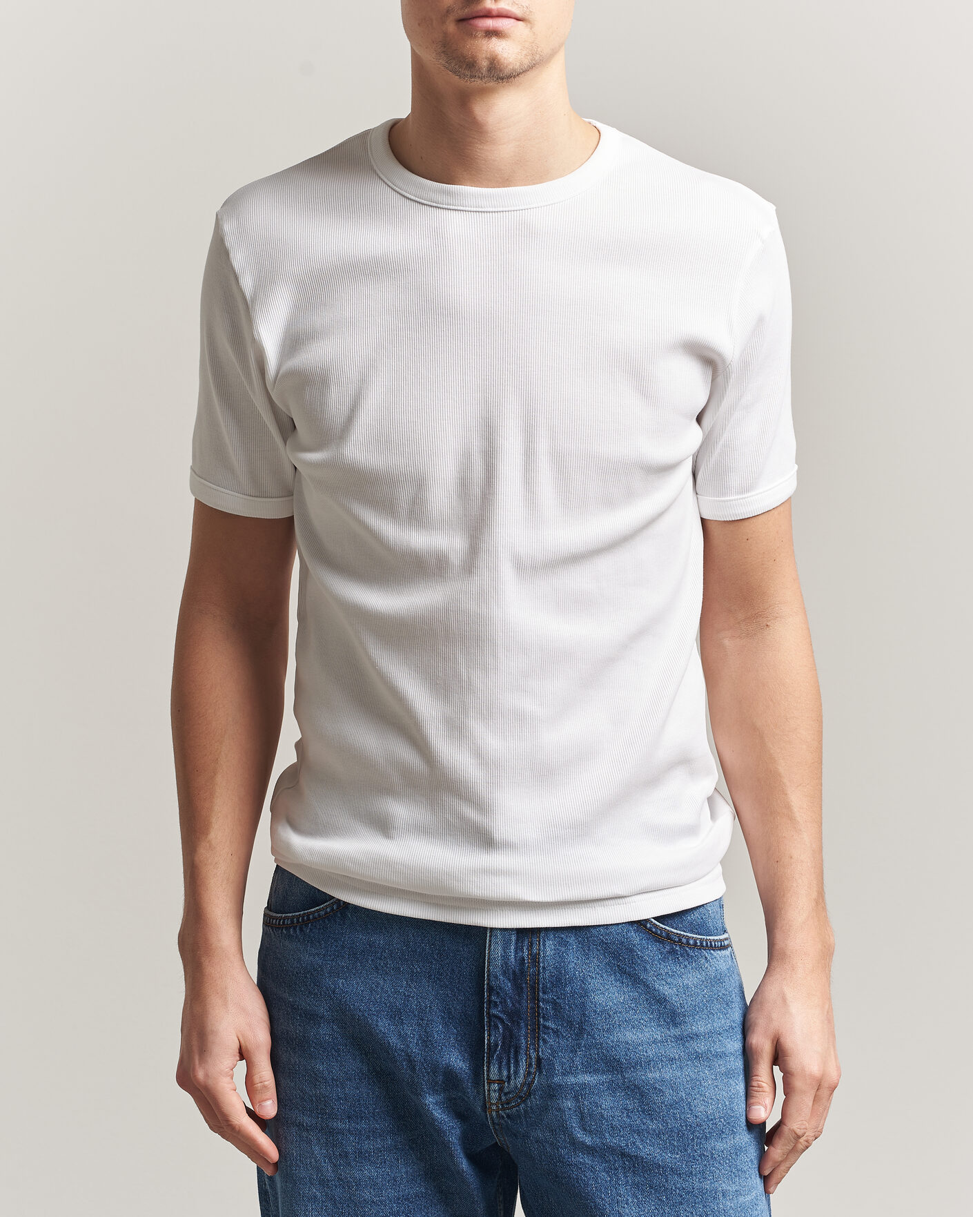 Mies | T-paidat | Bread & Boxers | Ribbed Crew Neck T-Shirt White