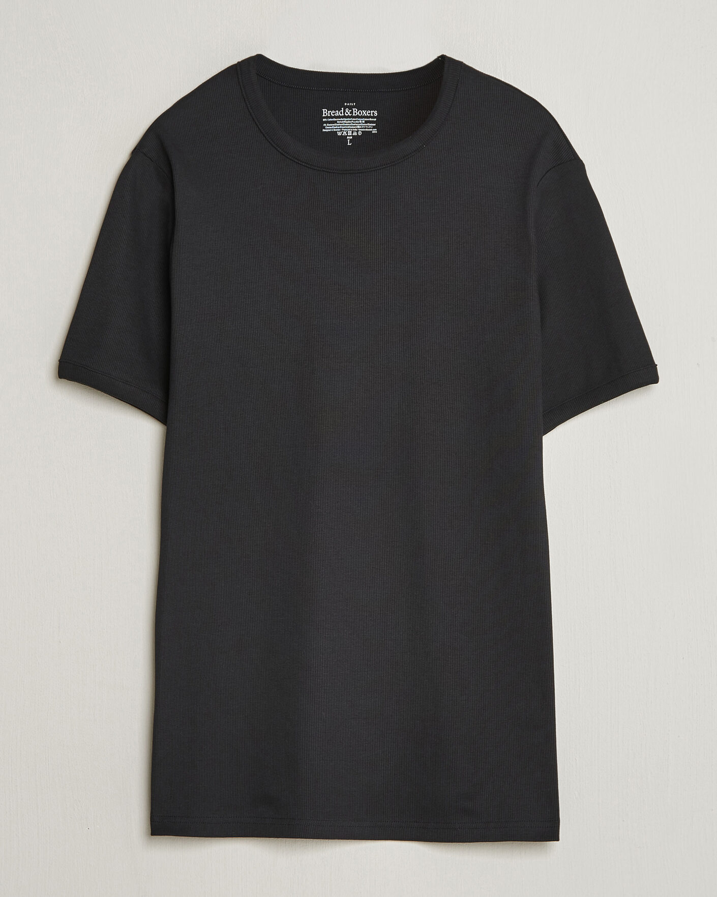 Mies | T-paidat | Bread & Boxers | Ribbed Crew Neck T-Shirt Black