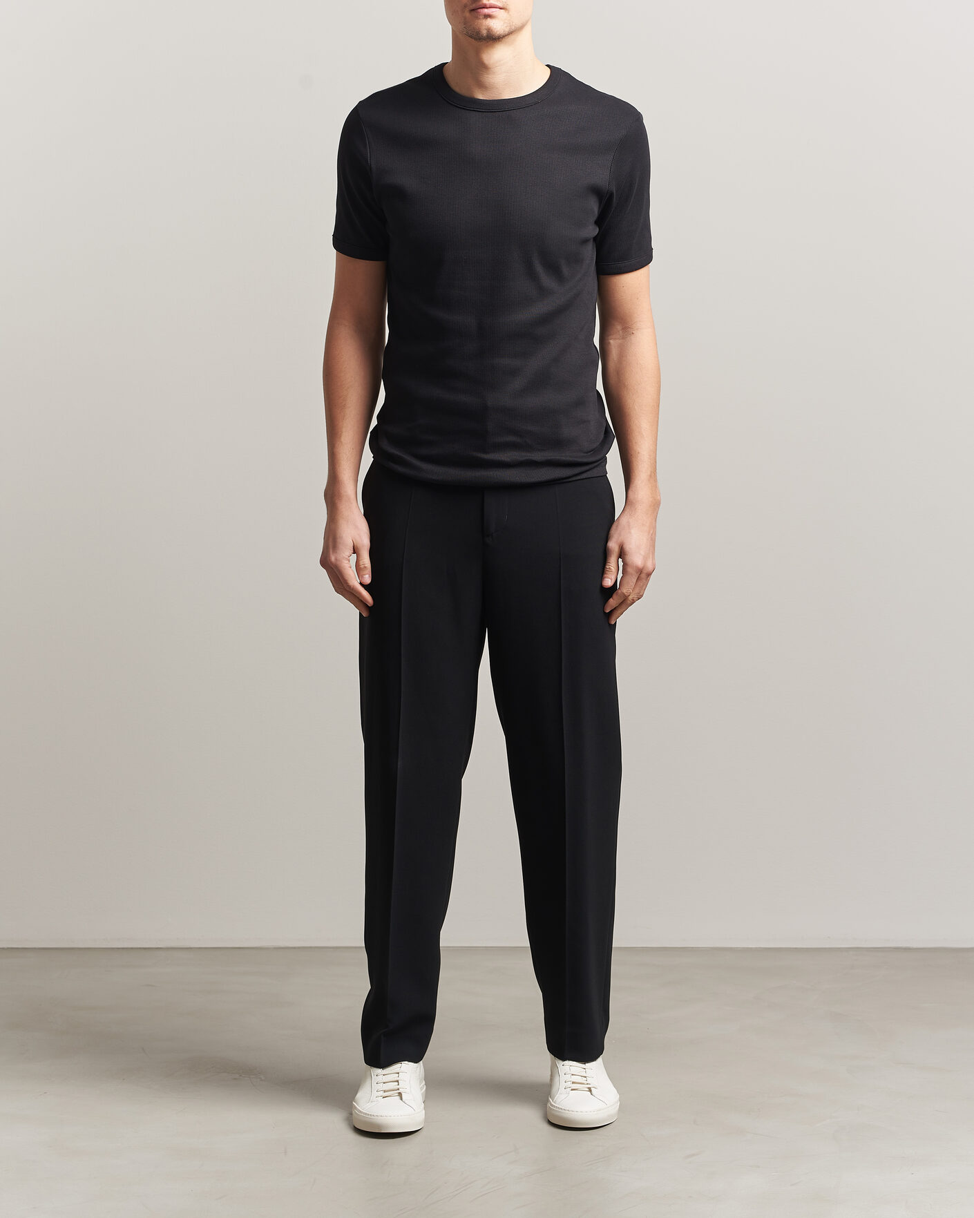 Mies | T-paidat | Bread & Boxers | Ribbed Crew Neck T-Shirt Black