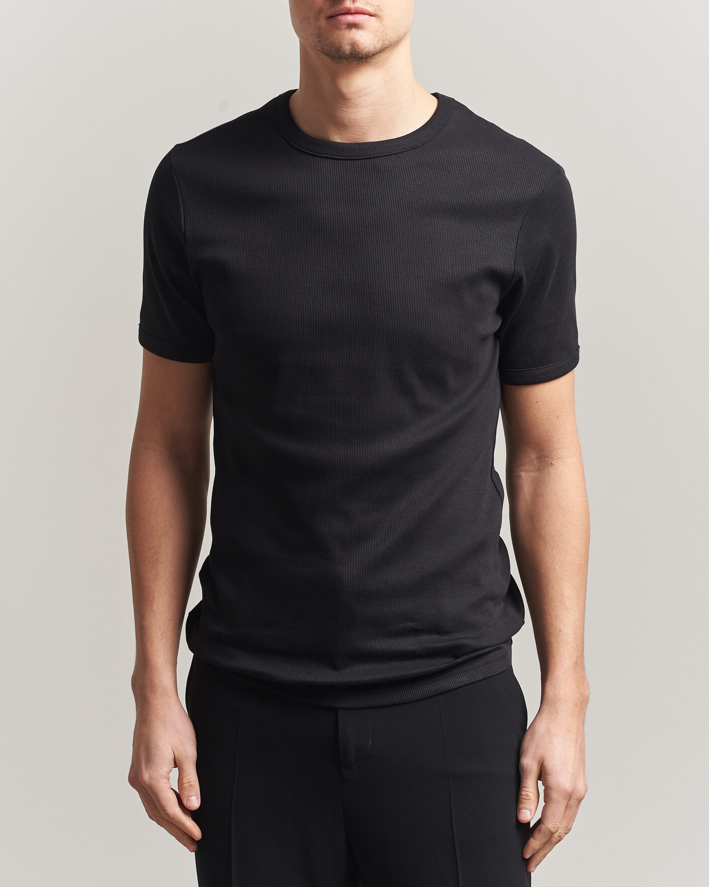Mies | T-paidat | Bread & Boxers | Ribbed Crew Neck T-Shirt Black