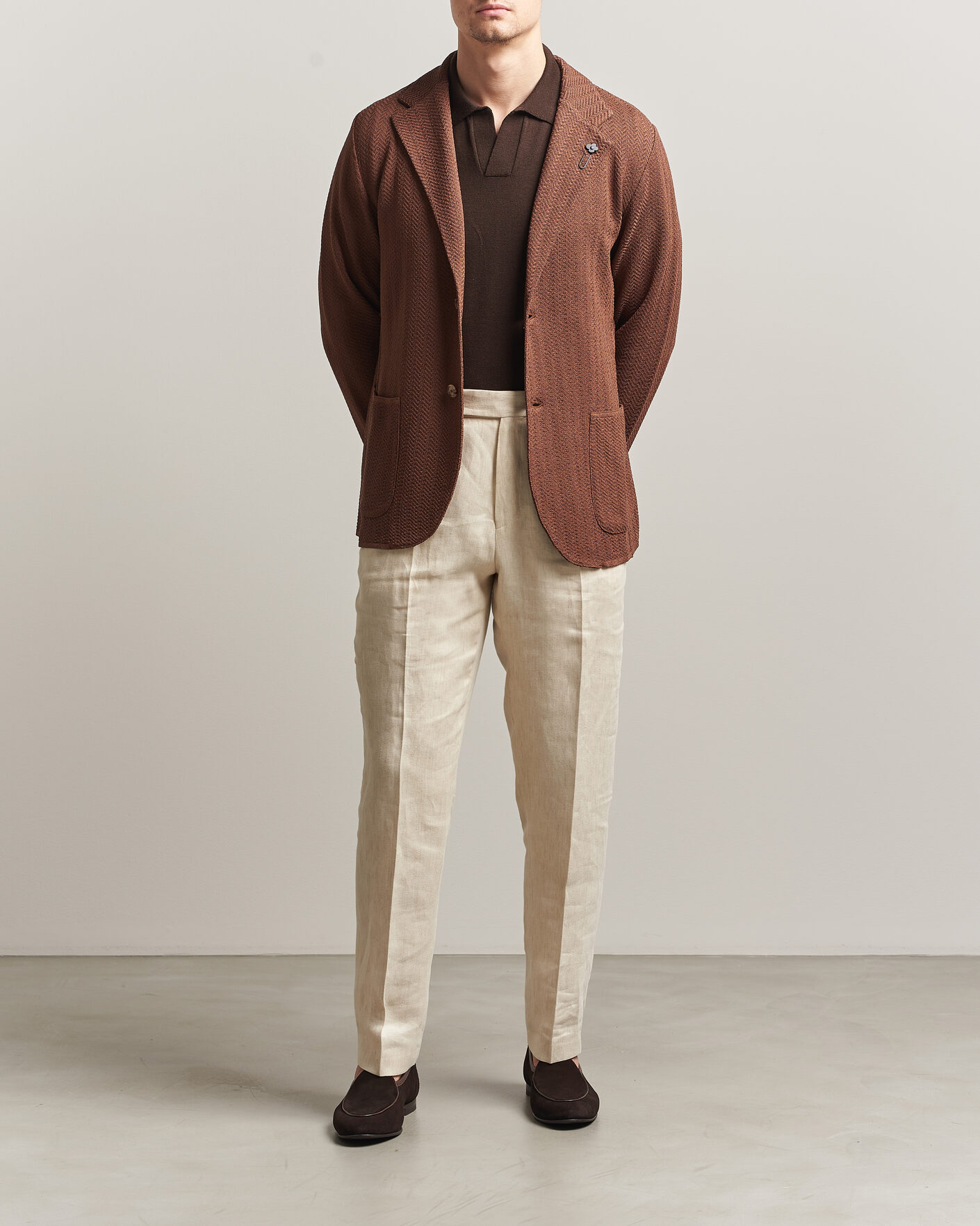 Mies | Pikkutakit | Lardini | Structured Cotton/Viscose Knit Jacket Brown