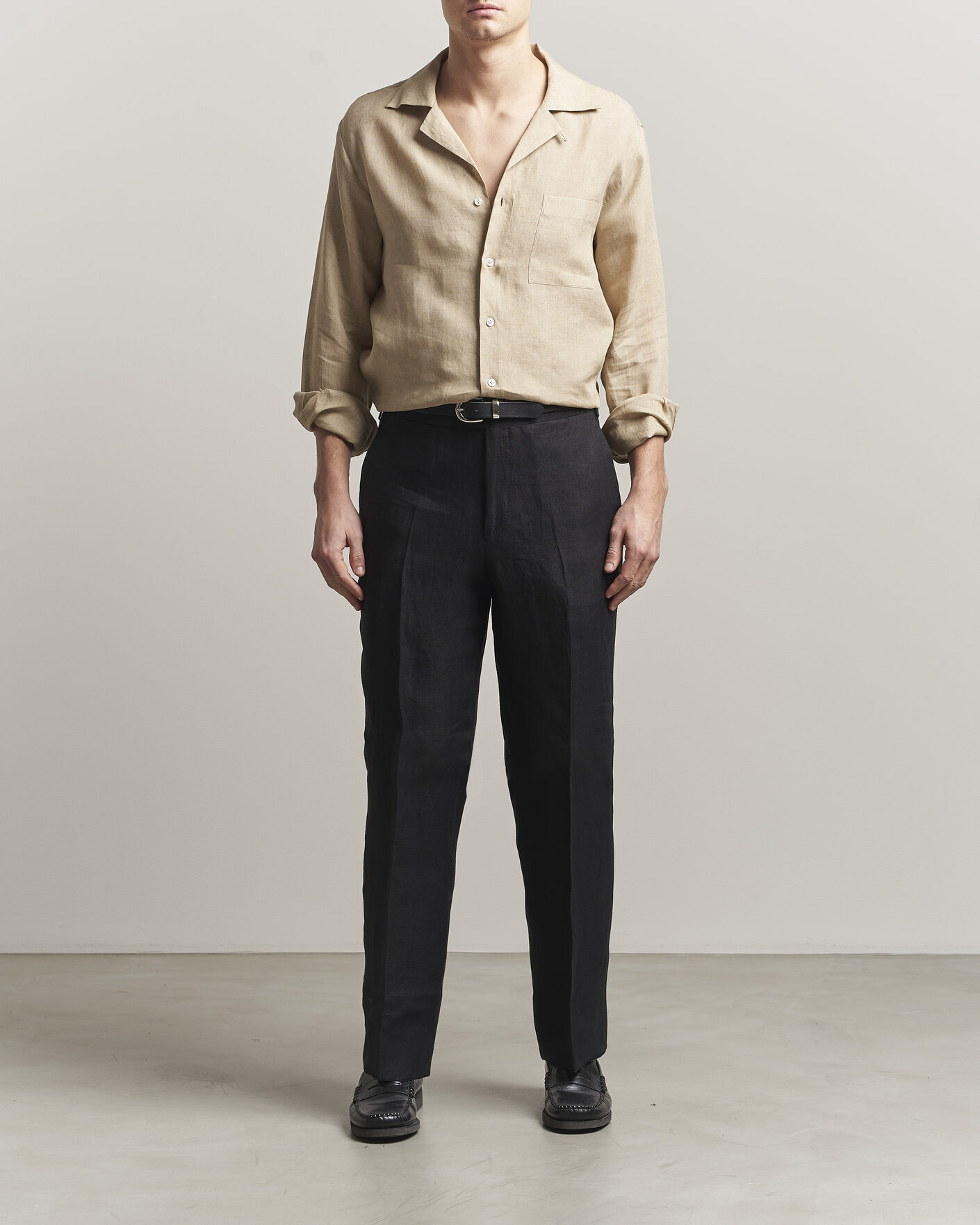 Mies | Kauluspaidat | Lardini | Paul Linen Resort Shirt Beige