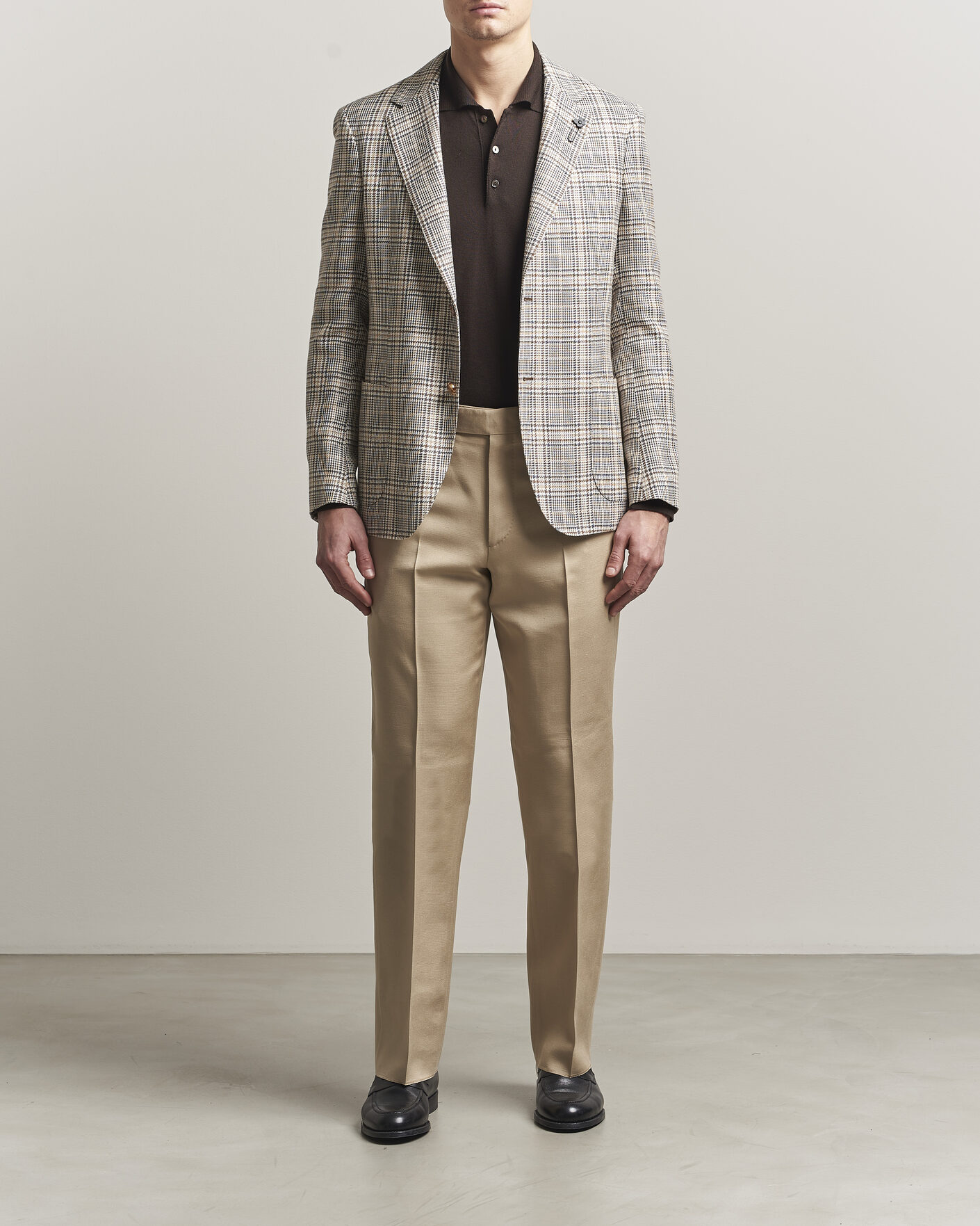 Mies | Housut | Lardini | Palu Straight Fit Viscose/Silk Trousers Beige