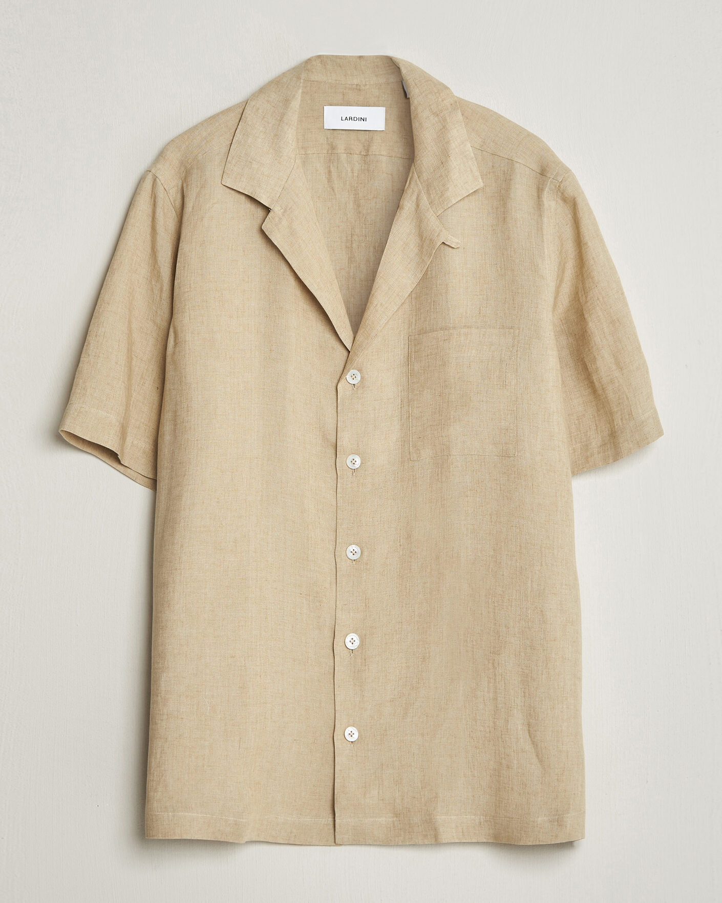 Mies | Kauluspaidat | Lardini | Klop Short Sleeve Linen Resort Shirt Beige