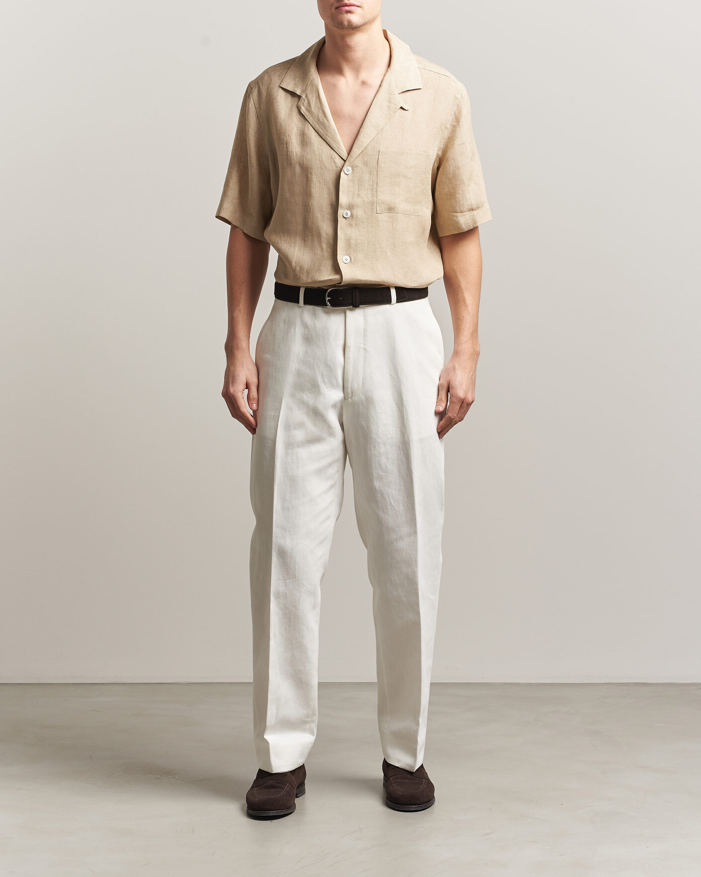 Mies | Kauluspaidat | Lardini | Klop Short Sleeve Linen Resort Shirt Beige
