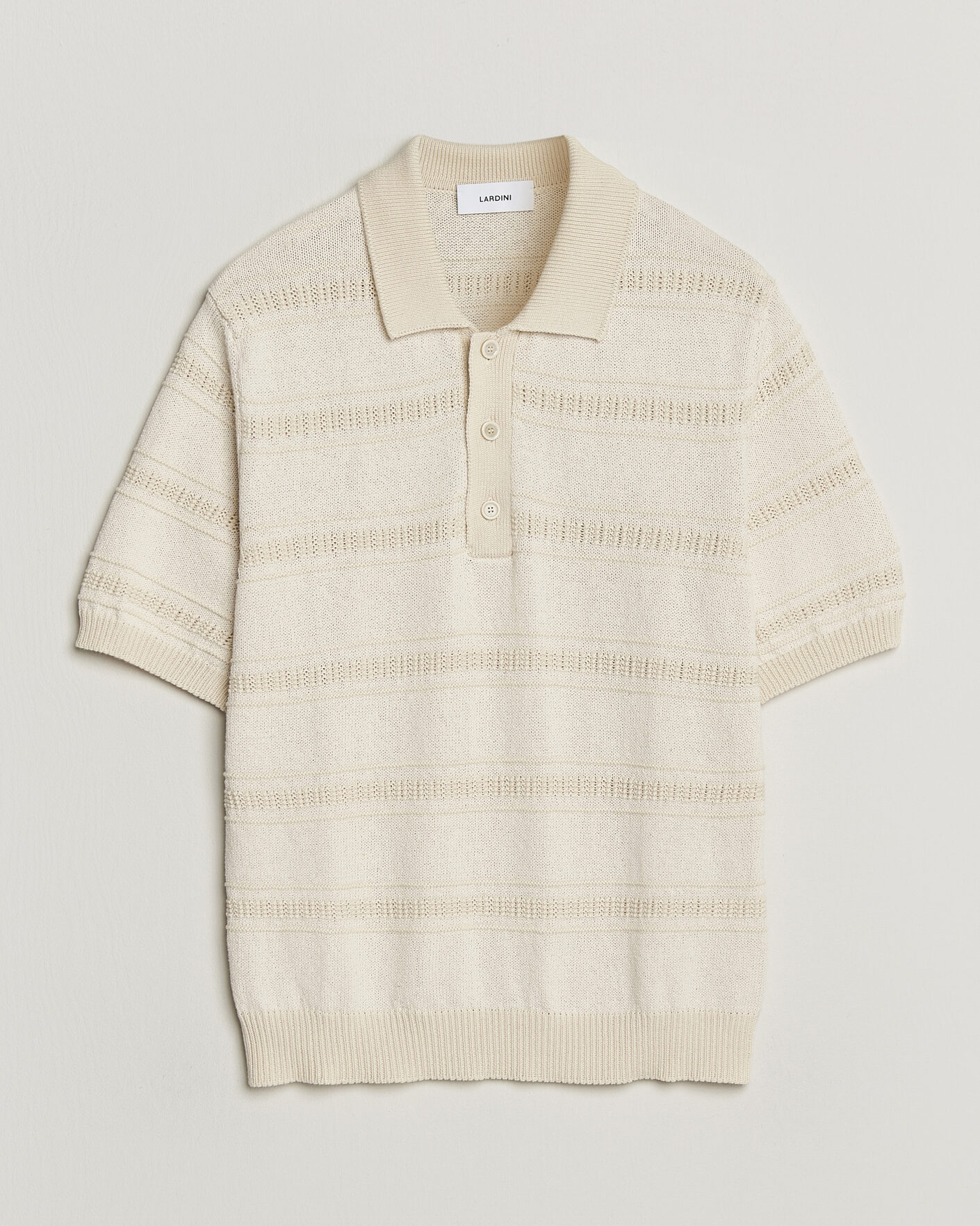 Mies | Pikeet | Lardini | Strcture Knitted Organic/Recycled Cotton Polo White