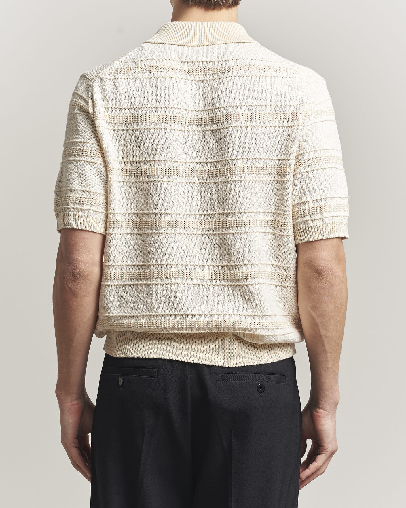 Mies | Pikeet | Lardini | Strcture Knitted Organic/Recycled Cotton Polo White