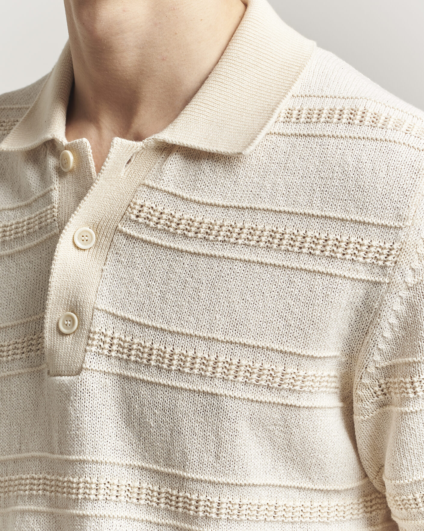 Mies | Pikeet | Lardini | Strcture Knitted Organic/Recycled Cotton Polo White