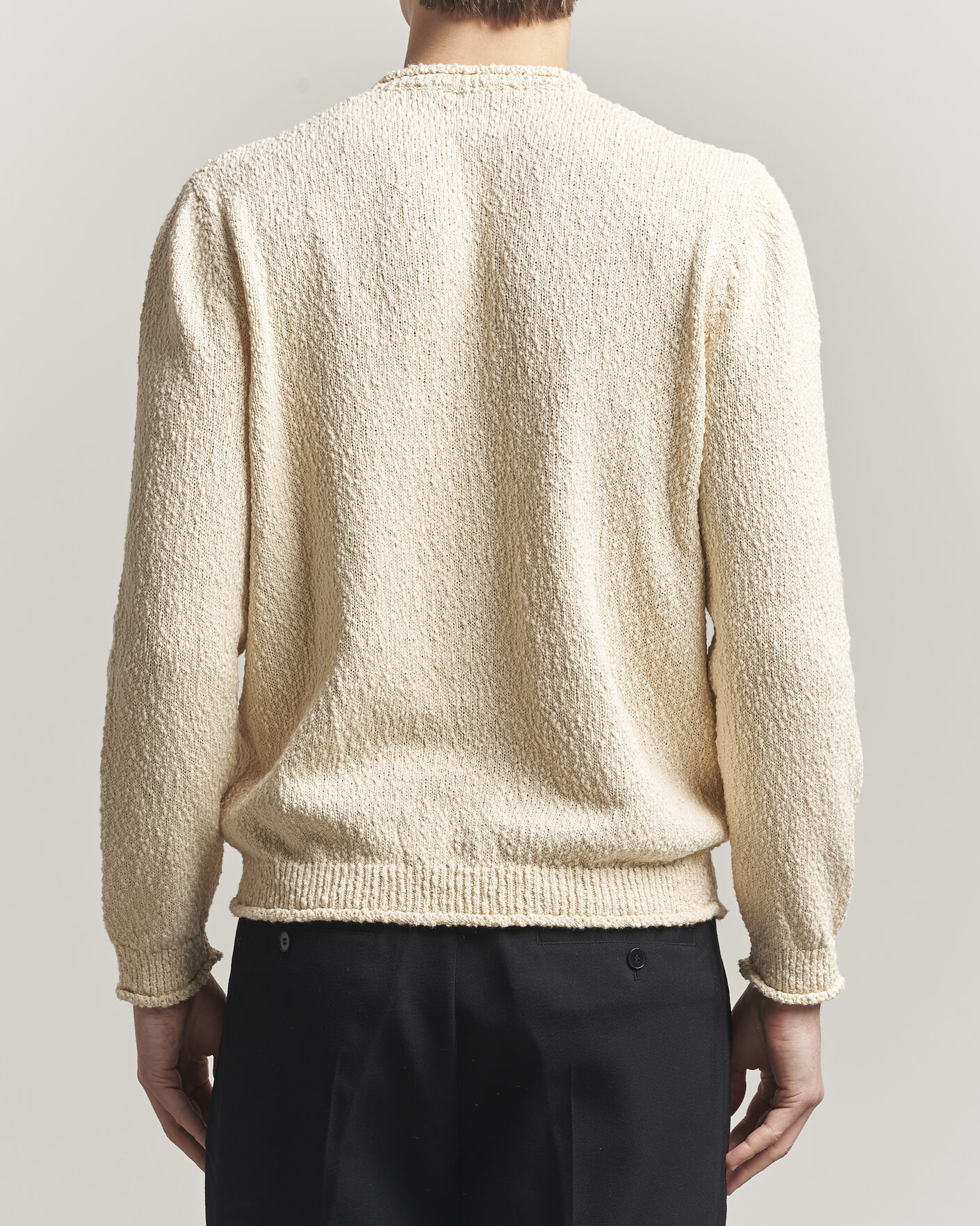 Mies | Puserot | Lardini | Organic Cotton Crew Neck Natural