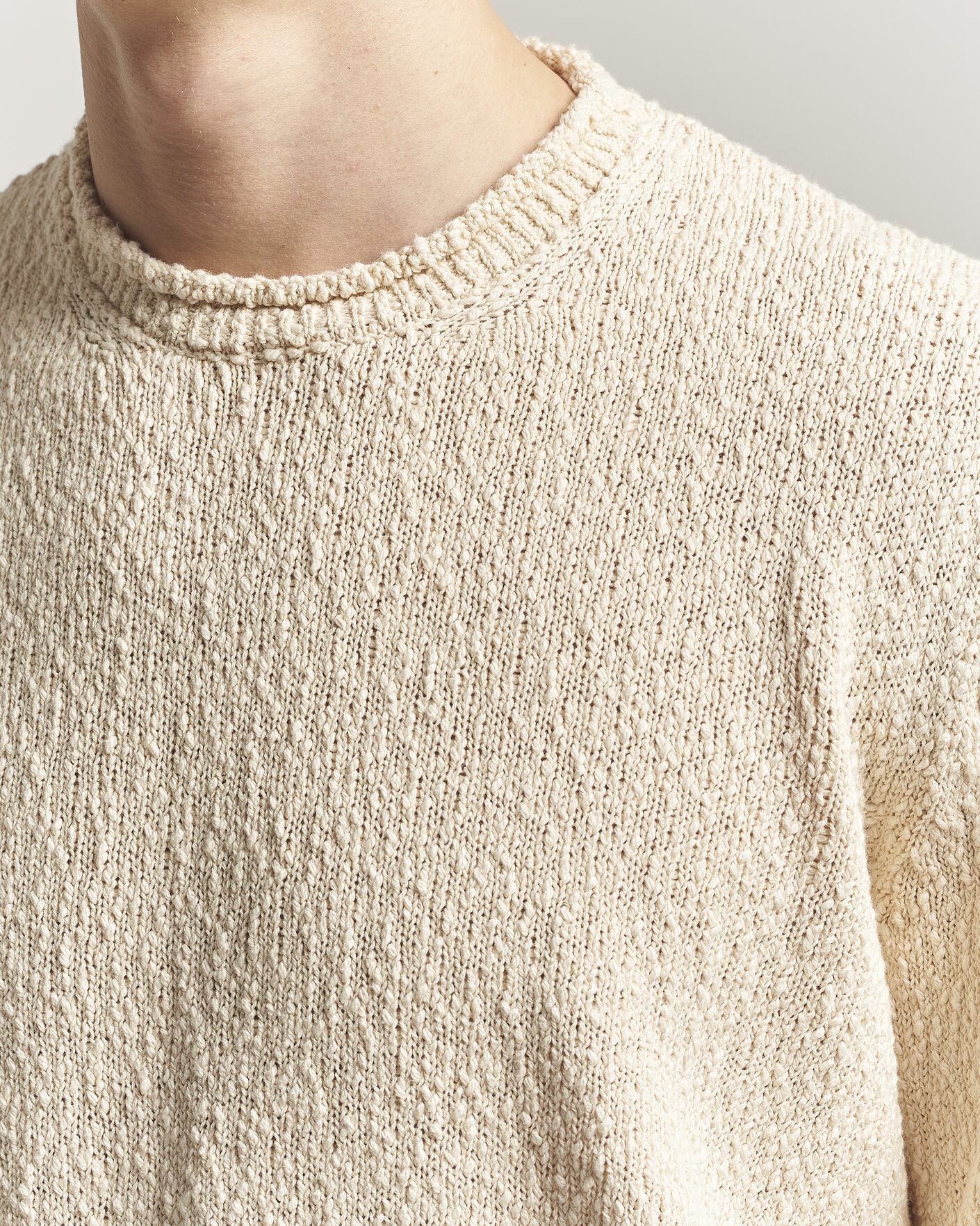 Mies | Puserot | Lardini | Organic Cotton Crew Neck Natural