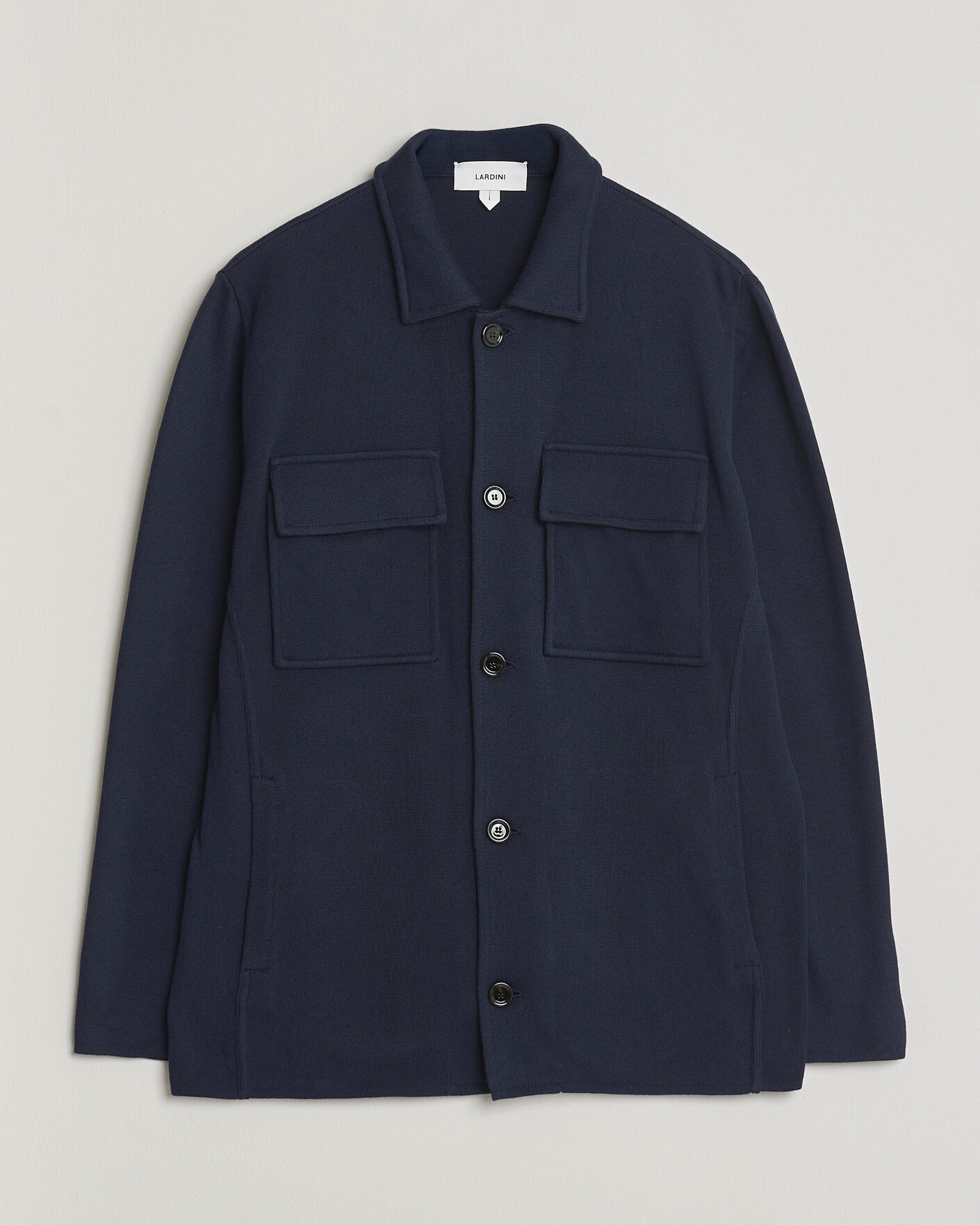 Mies | Takit | Lardini | Knitted Cotton Pocket Shirt Jacket Navy