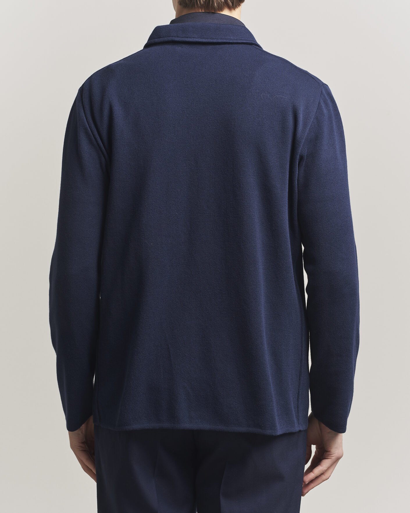 Mies | Takit | Lardini | Knitted Cotton Pocket Shirt Jacket Navy