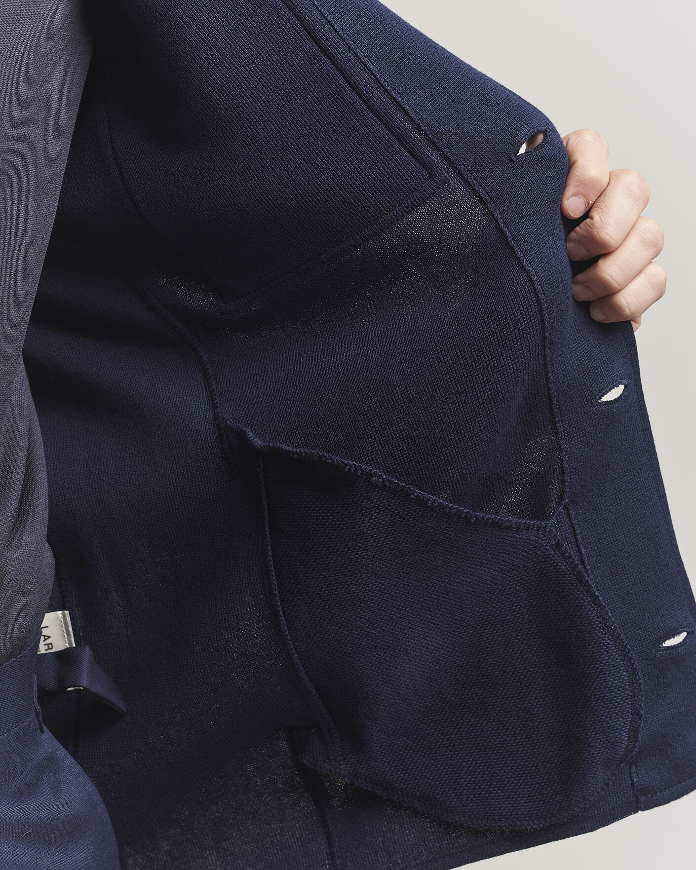 Mies | Takit | Lardini | Knitted Cotton Pocket Shirt Jacket Navy