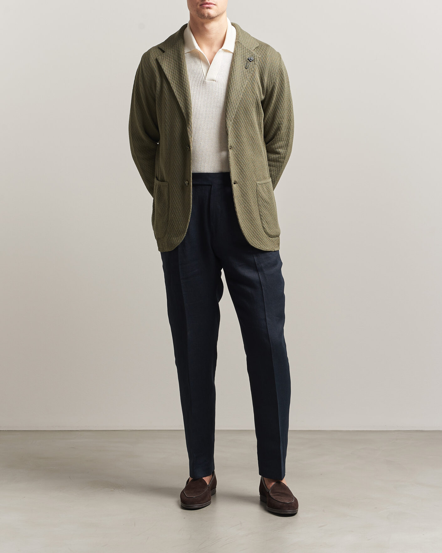 Mies | Pikkutakit | Lardini | Knitted Structure Cotton Blazer Green