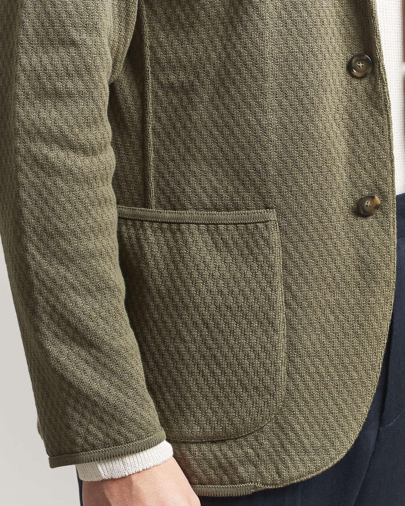 Mies | Pikkutakit | Lardini | Knitted Structure Cotton Blazer Green