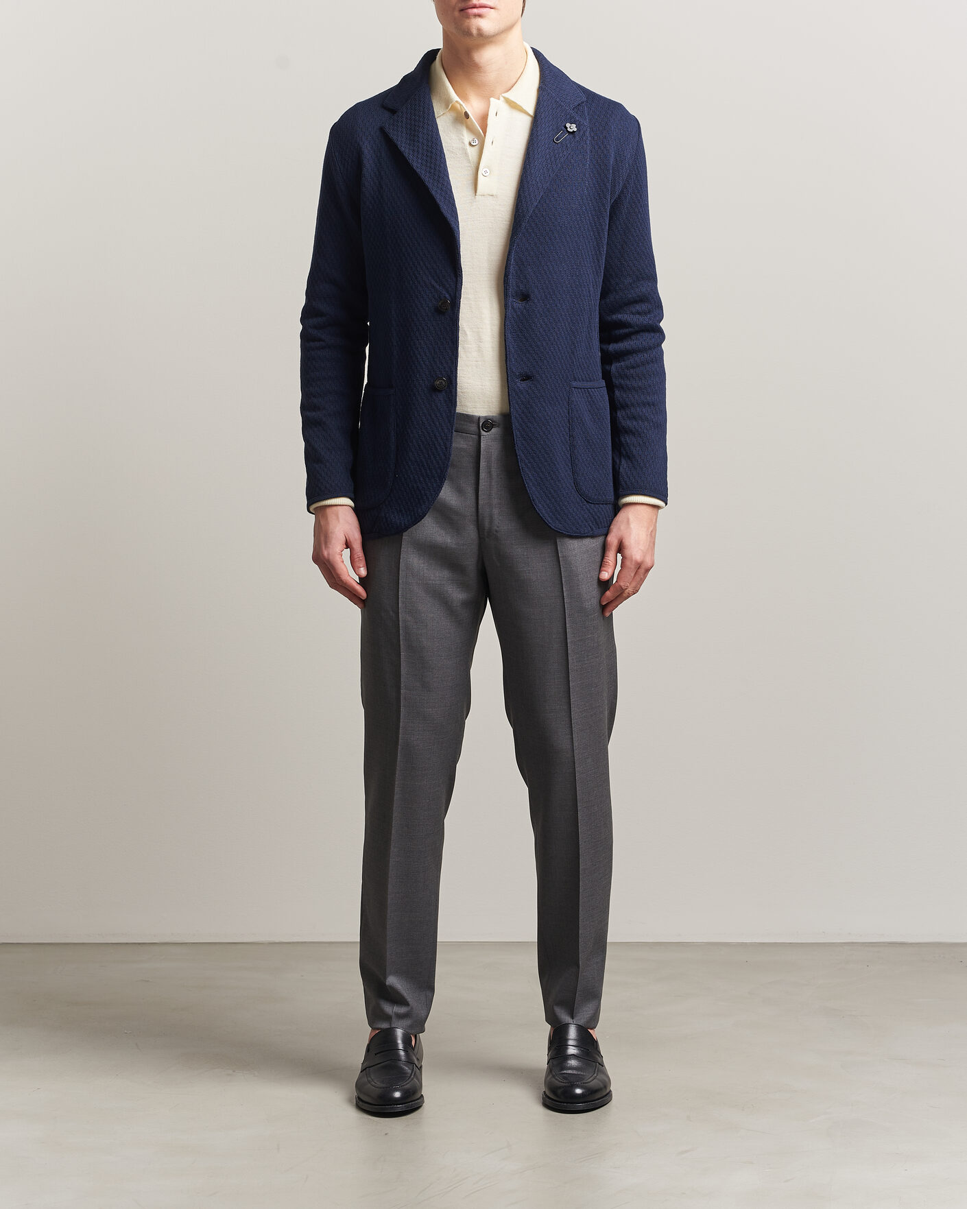Mies | Pikkutakit | Lardini | Knitted Structure Cotton Blazer Navy