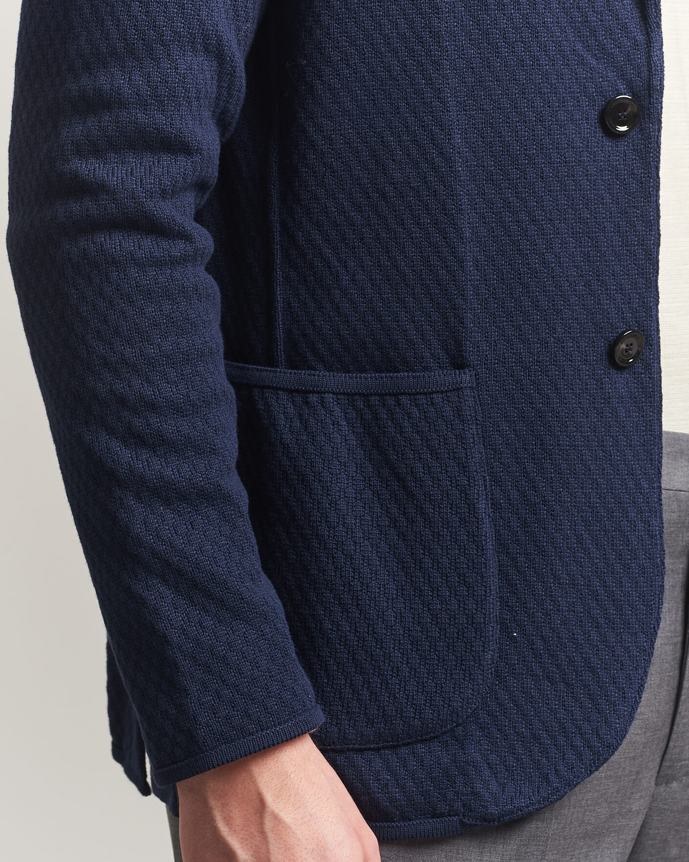 Mies | Pikkutakit | Lardini | Knitted Structure Cotton Blazer Navy
