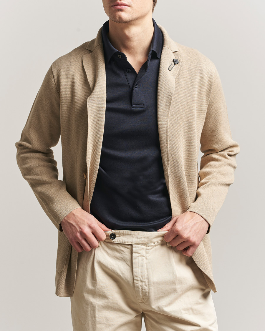 Mies | Pikkutakit | Lardini | Knitted Cotton Blazer Beige