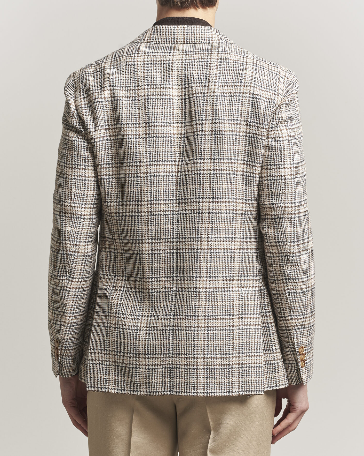 Mies | Pikkutakit | Lardini | Multi Check Cotton/Linen Blazer Beige