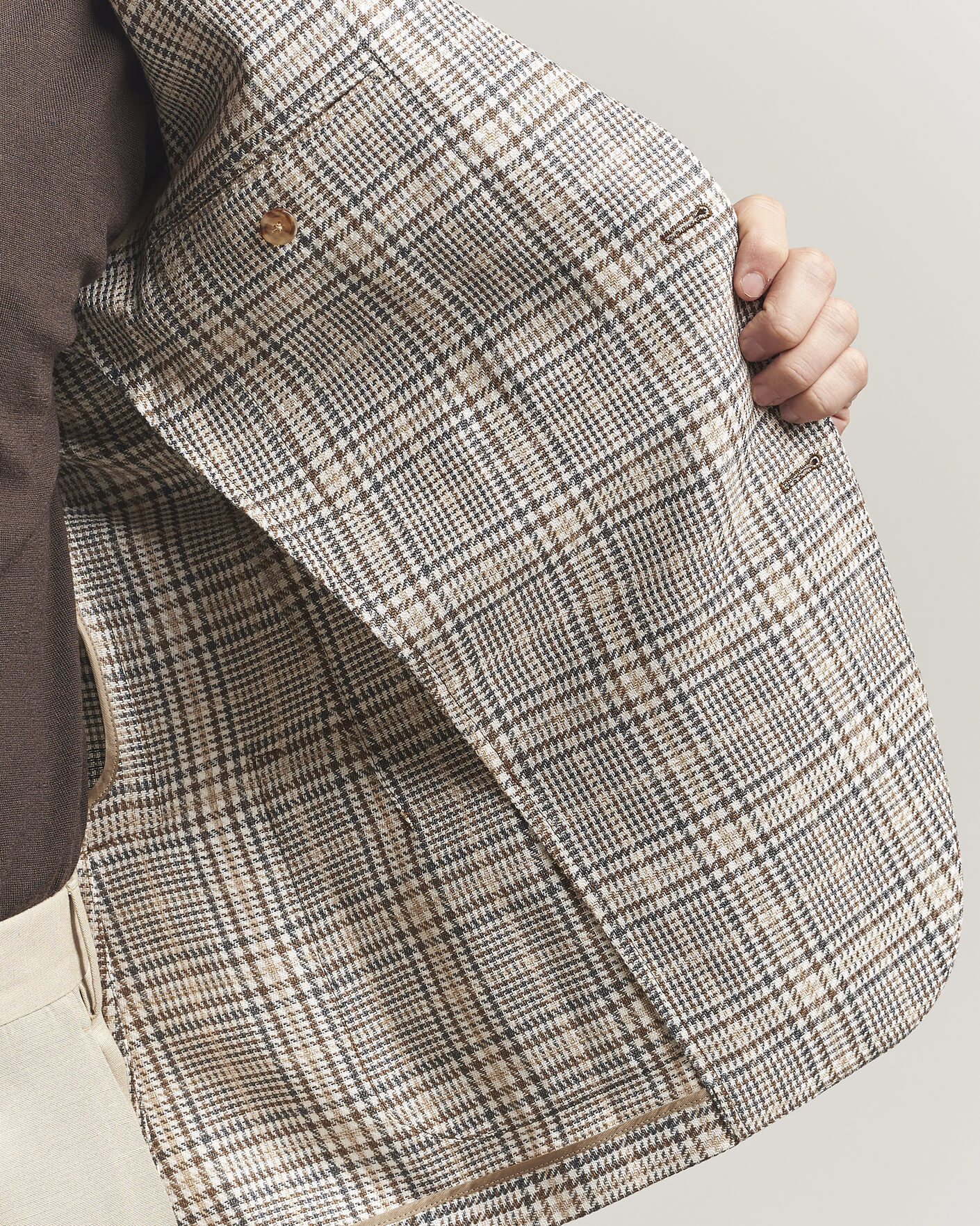 Mies | Pikkutakit | Lardini | Multi Check Cotton/Linen Blazer Beige