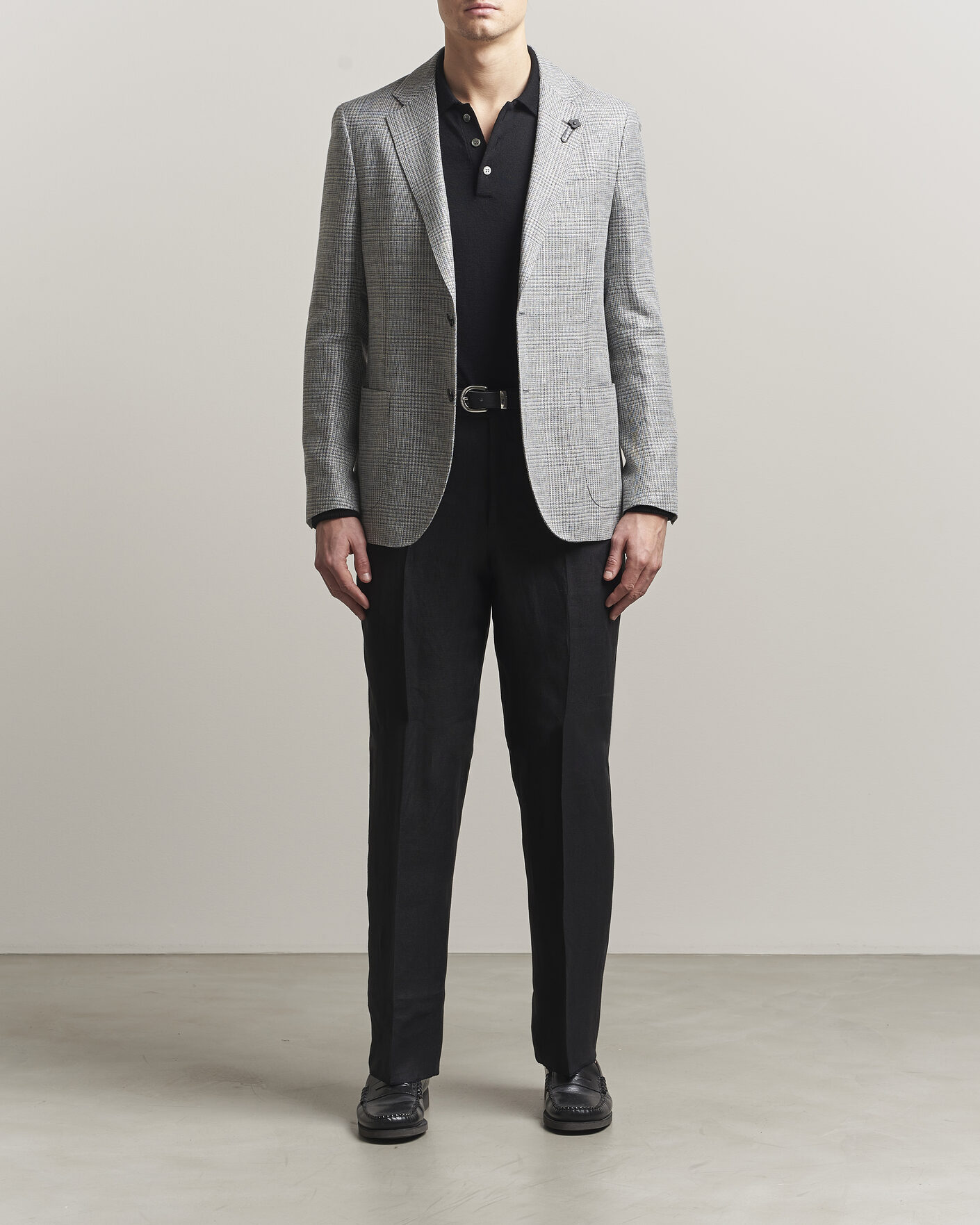 Mies | Housut | Lardini | Palu Straight Fit Linen Trousers Black