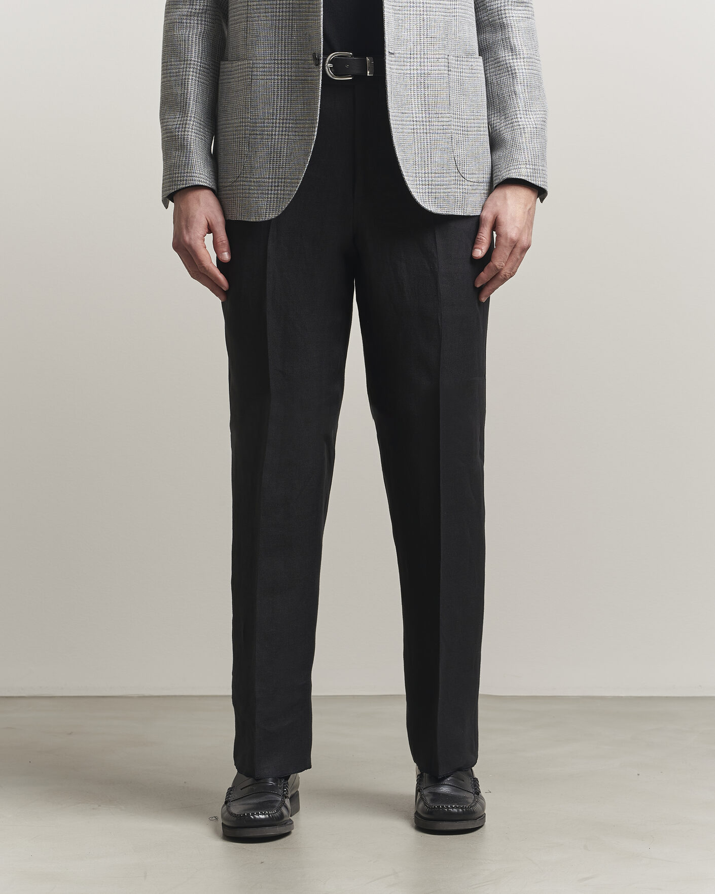 Mies | Housut | Lardini | Palu Straight Fit Linen Trousers Black